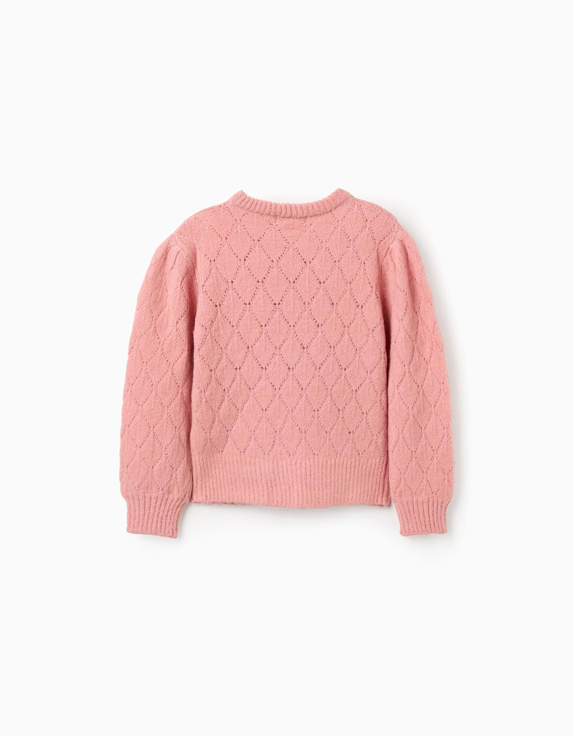 Openwork Jumper with Dropped Shoulders for Girls, Pink