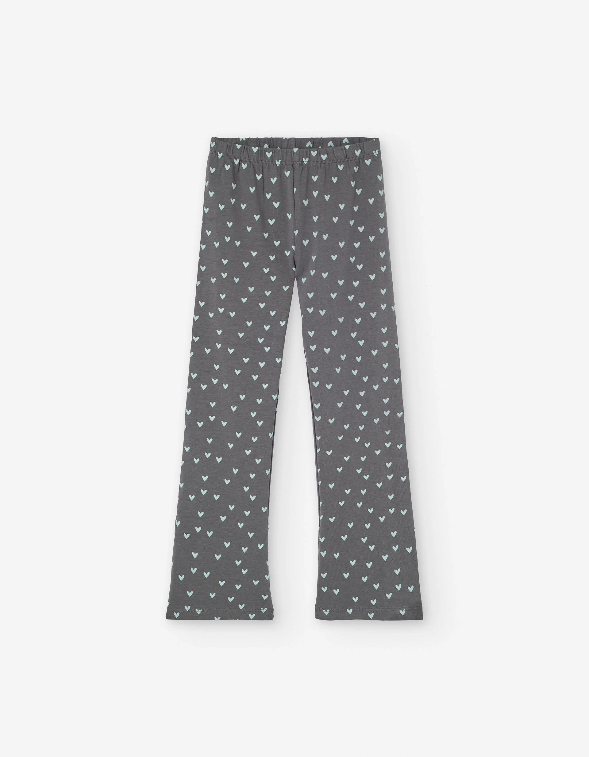 Flared leggings with heart motif for girls, dark grey