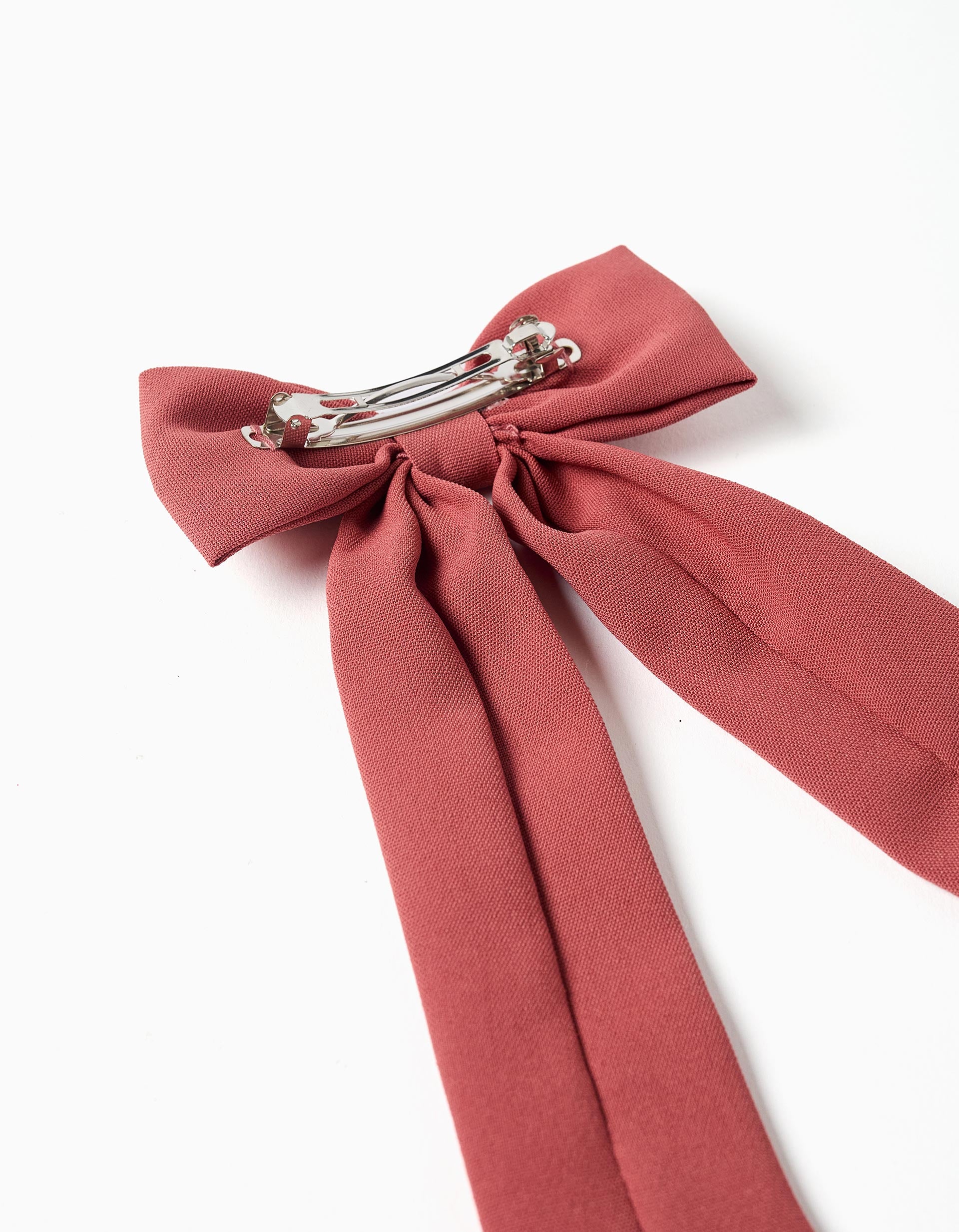 Hair slide with large bow for babies and girls, brick red