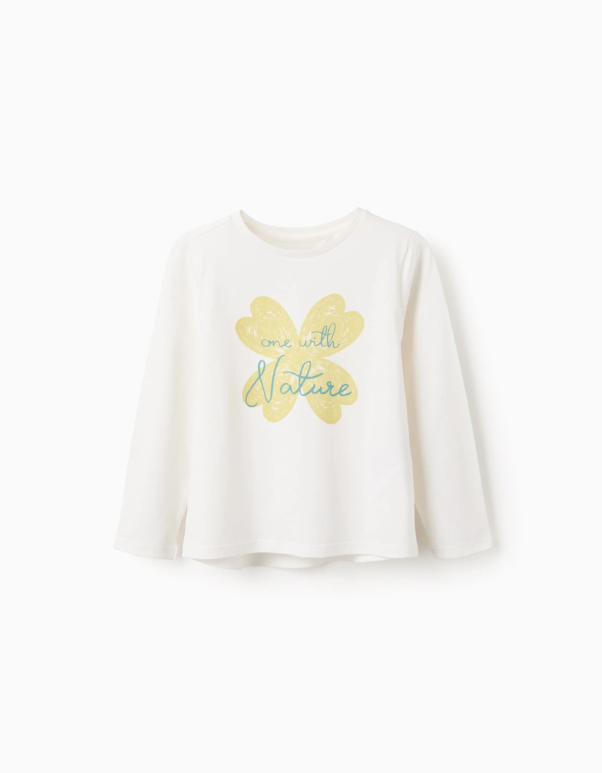 Long-sleeved Cotton T-shirt for Girls 'Nature', White
