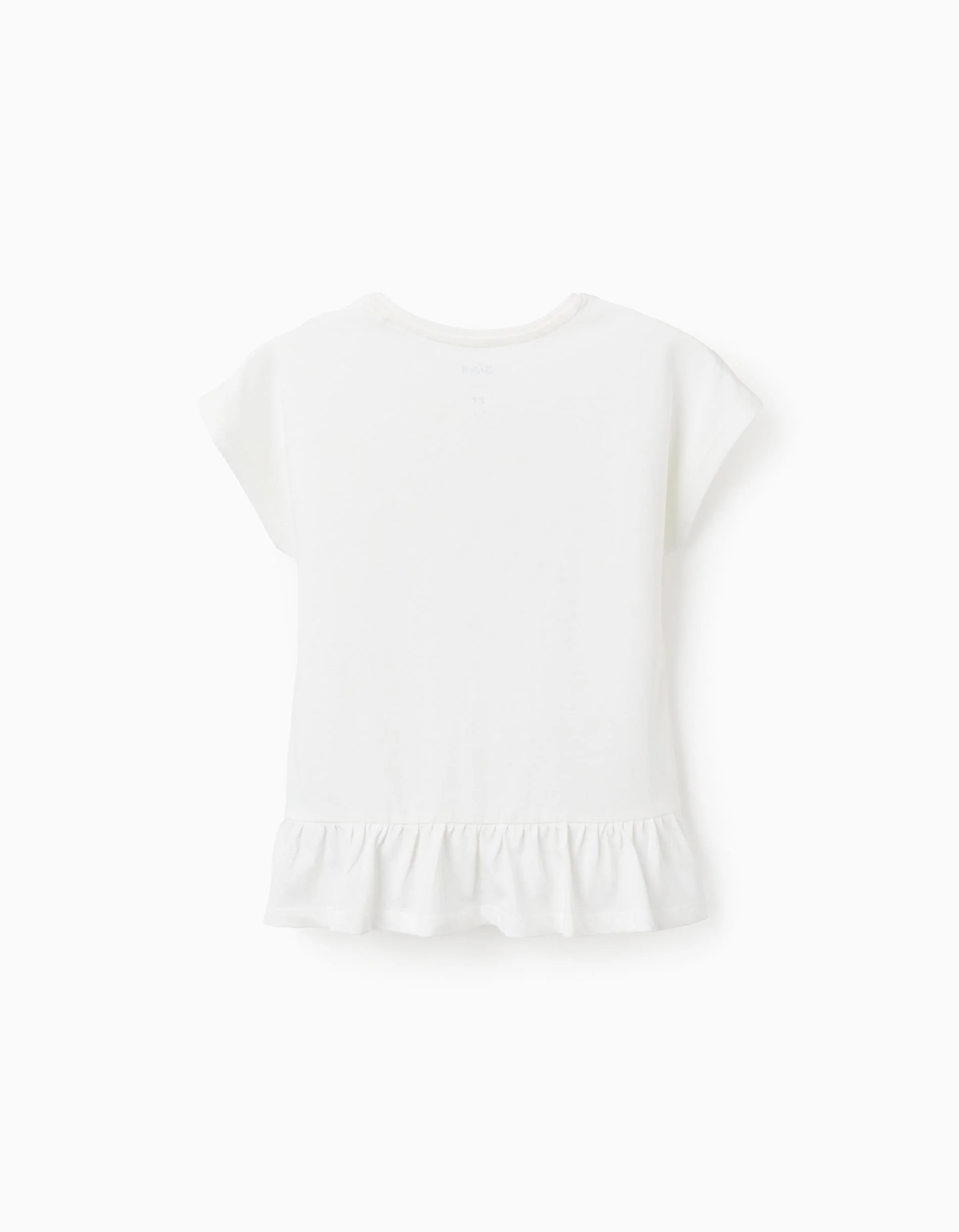 Cotton T-shirt with Ruffles on the Back for Girls 'Stitch', White