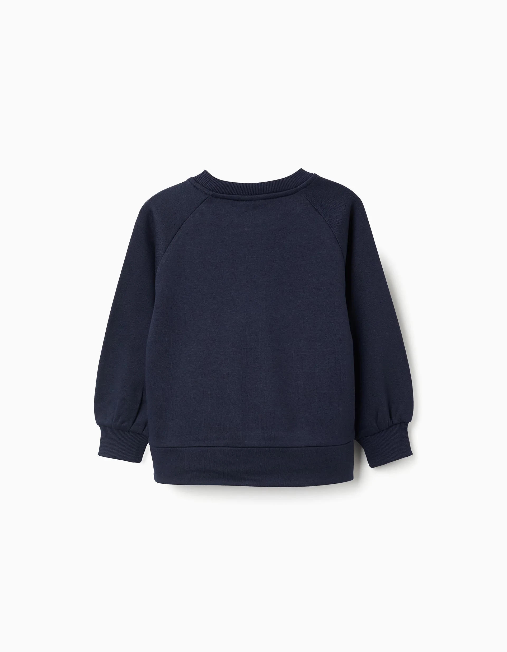 Brushed Sweatshirt with Embossed Print for Girls, Dark Blue