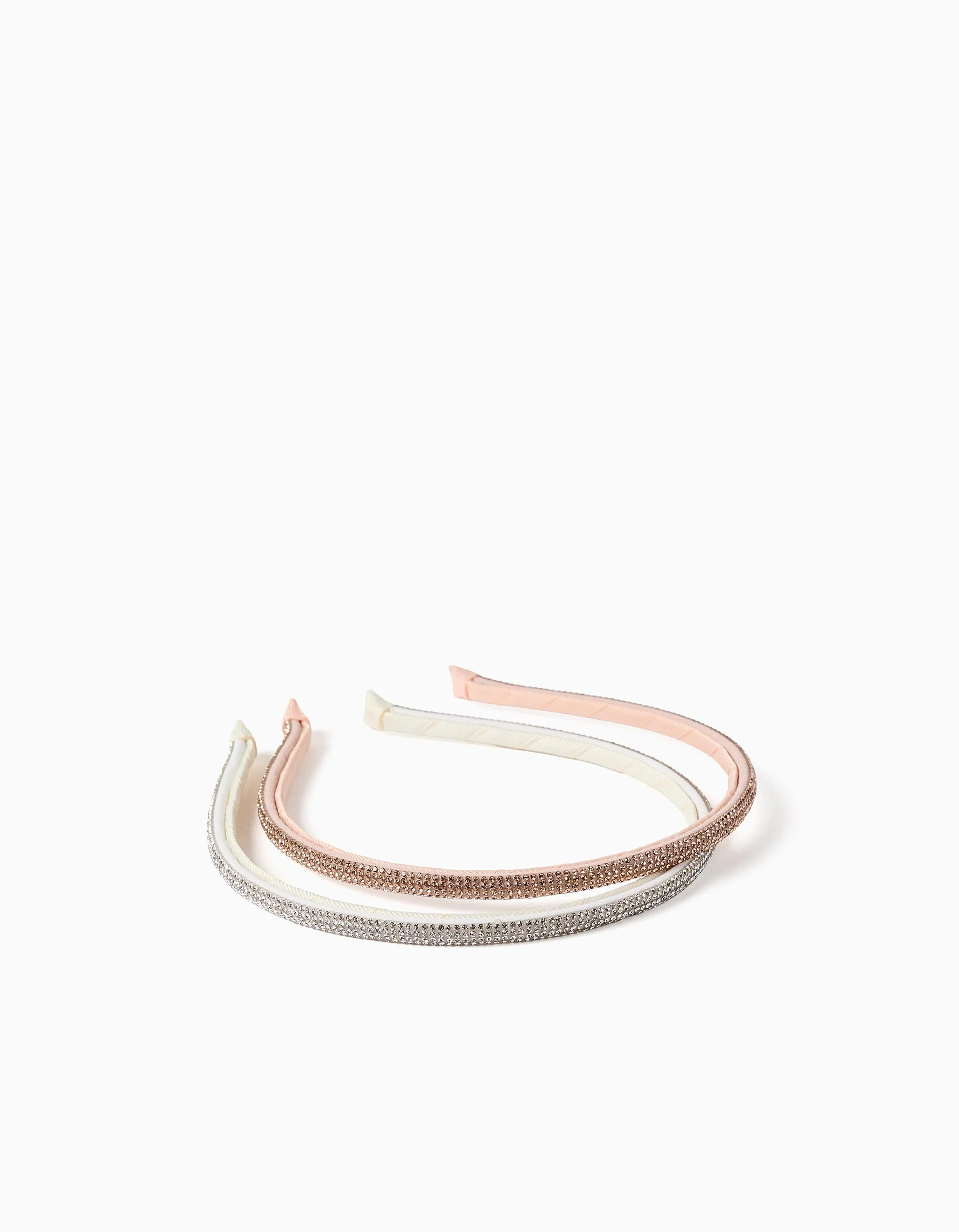 Pack of 2 Alice bands with rhinestones for girls, rose gold/silver
