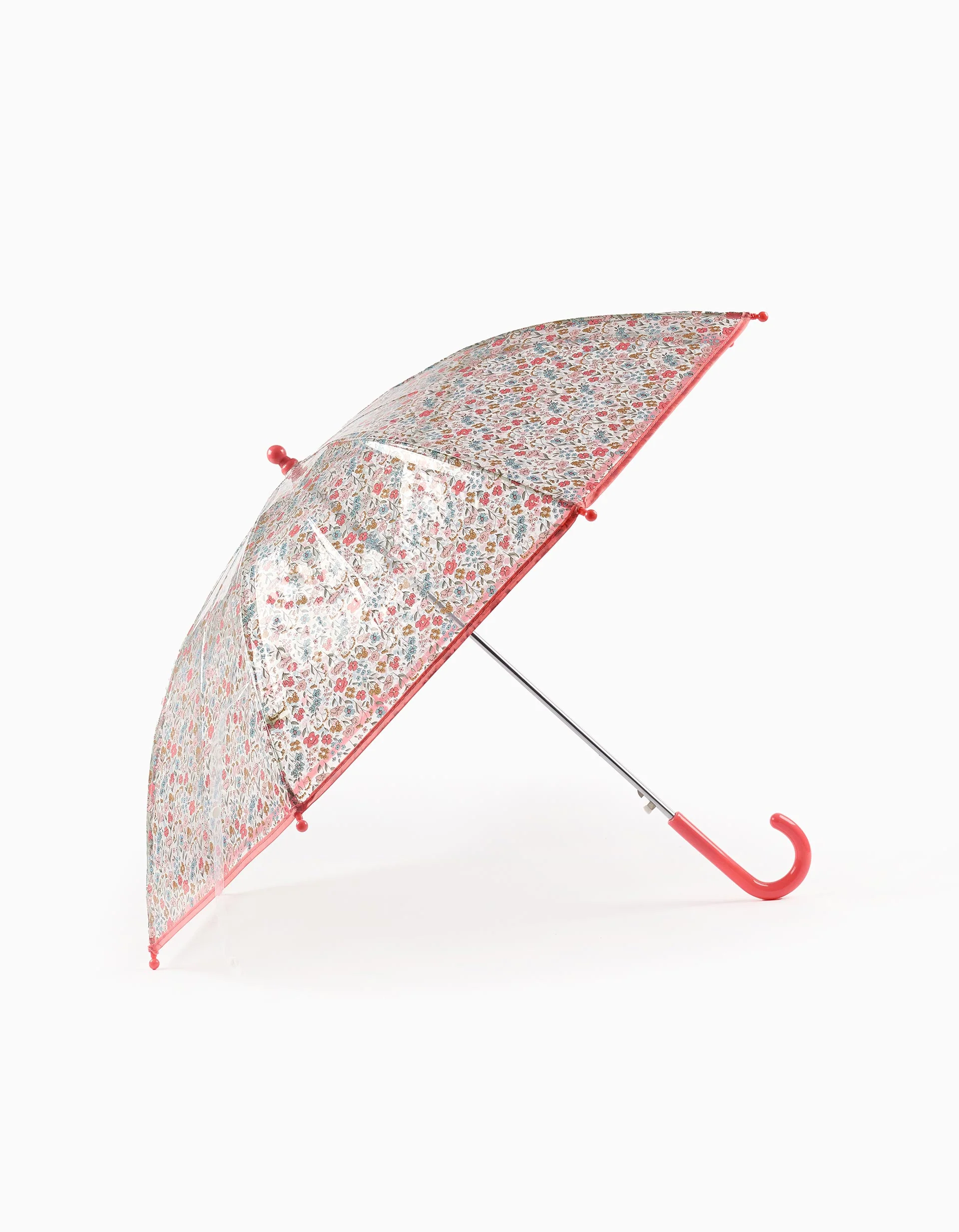 Umbrella for Babies and Girls 'Flowers', Transparent/Grey