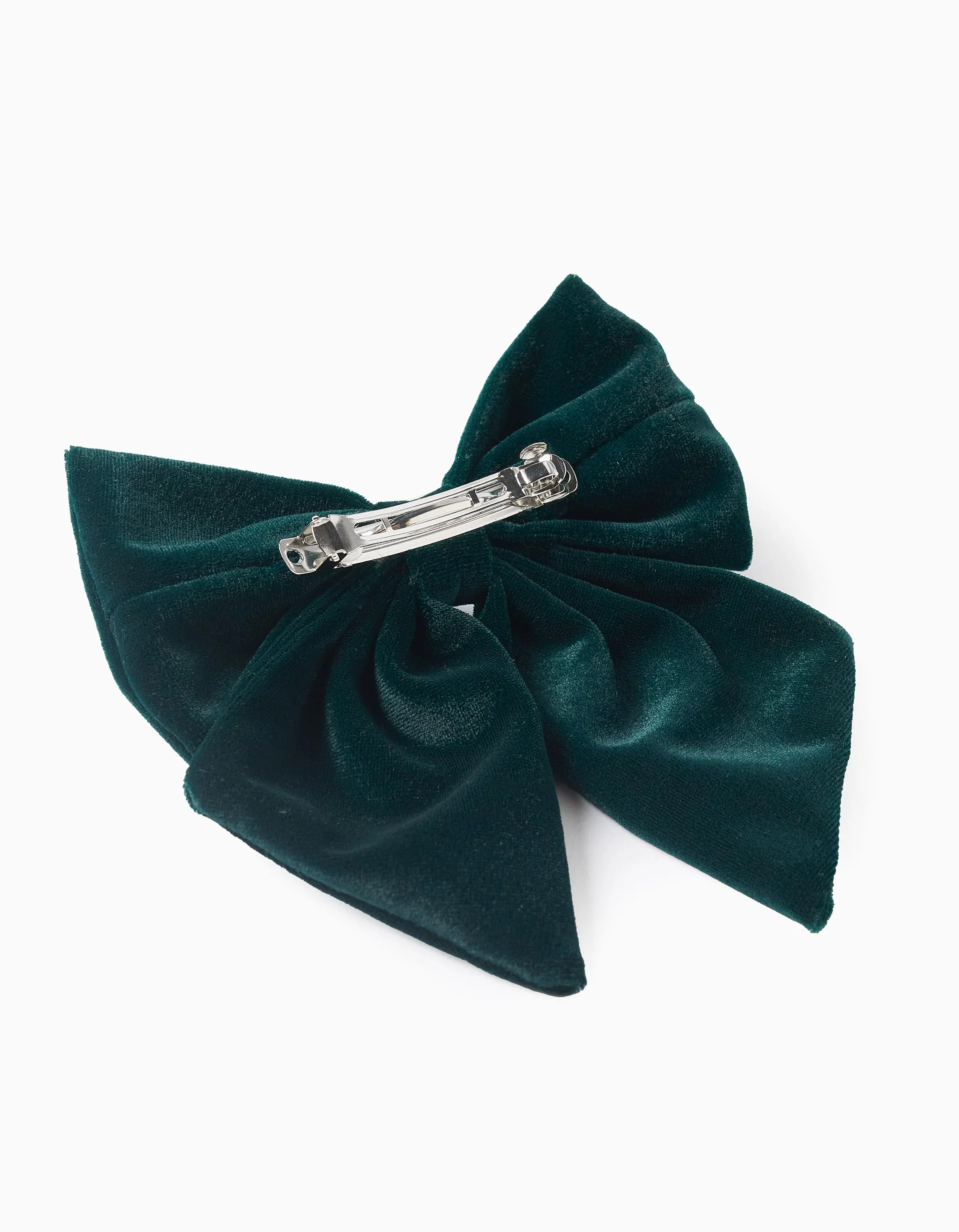 Hair Clip with Velour Bow for Babies and Girls, Dark Green