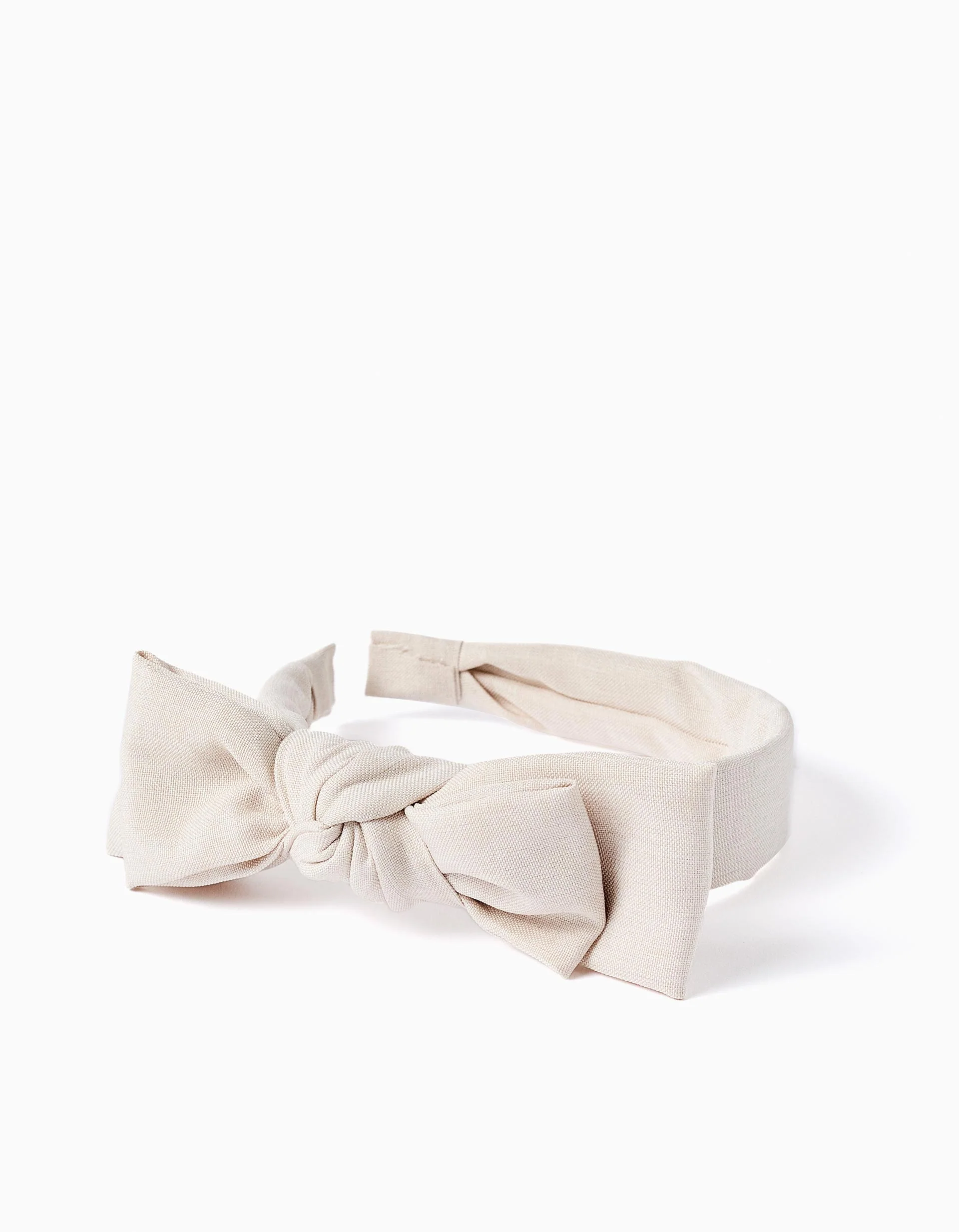 Fabric Headband with Bow for Babies and Girls, Beige