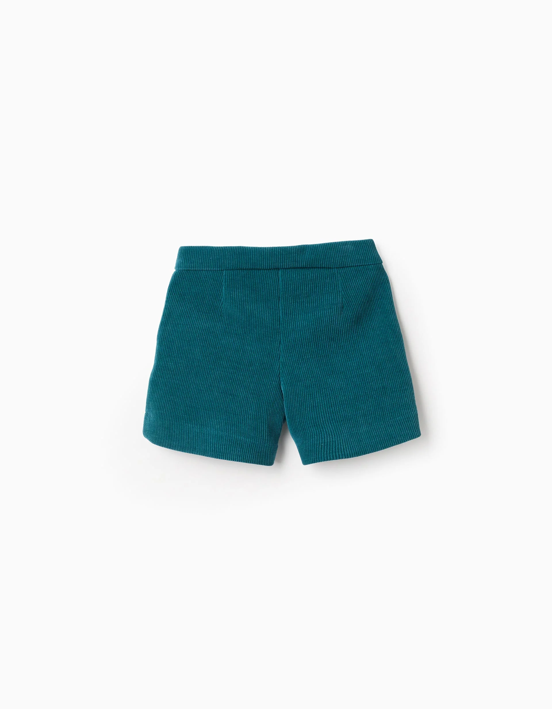 Interlock knit shorts with front pleats for girls, blue