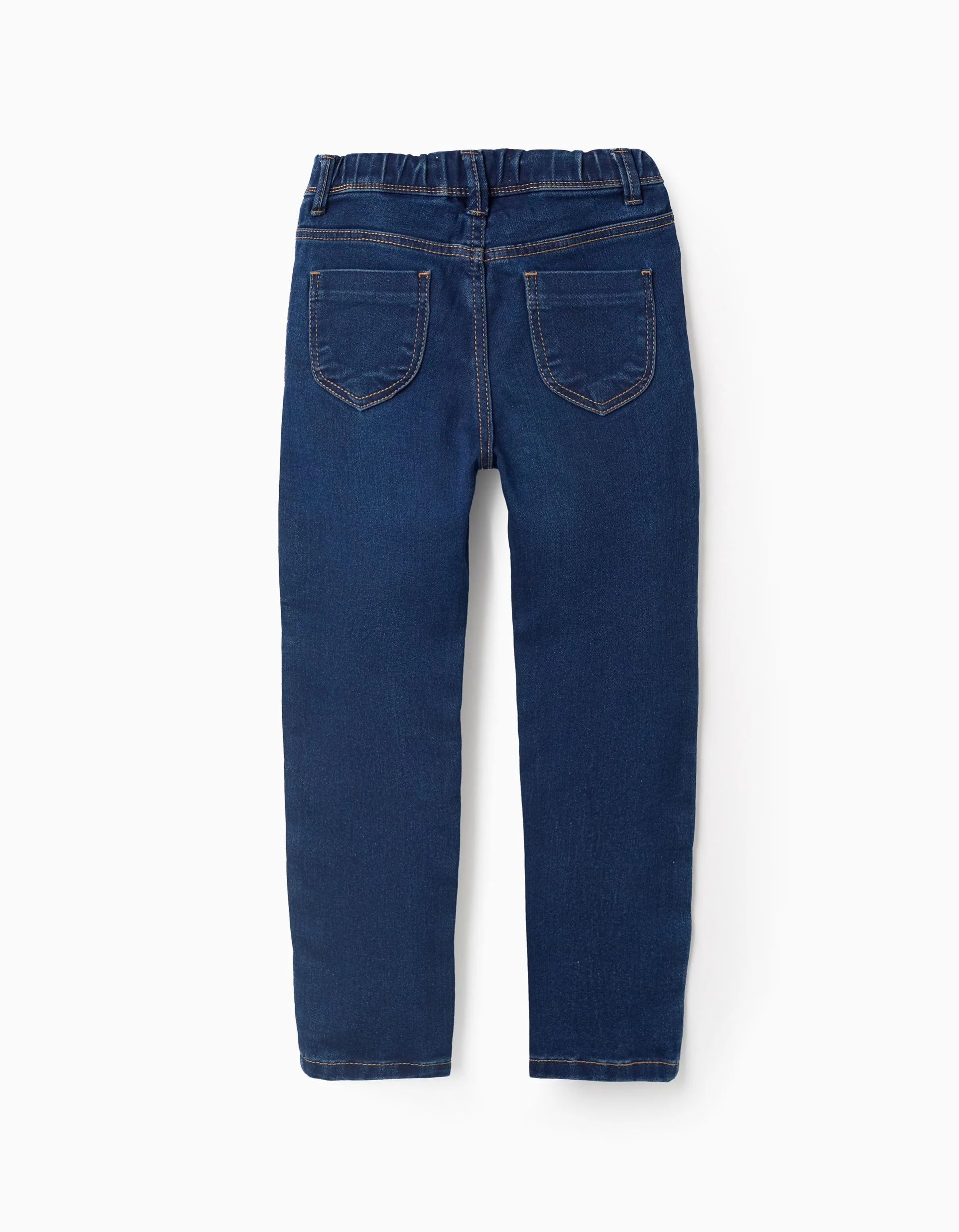 Denim Jeggings with Adjustable Waist for Girls, Dark Blue