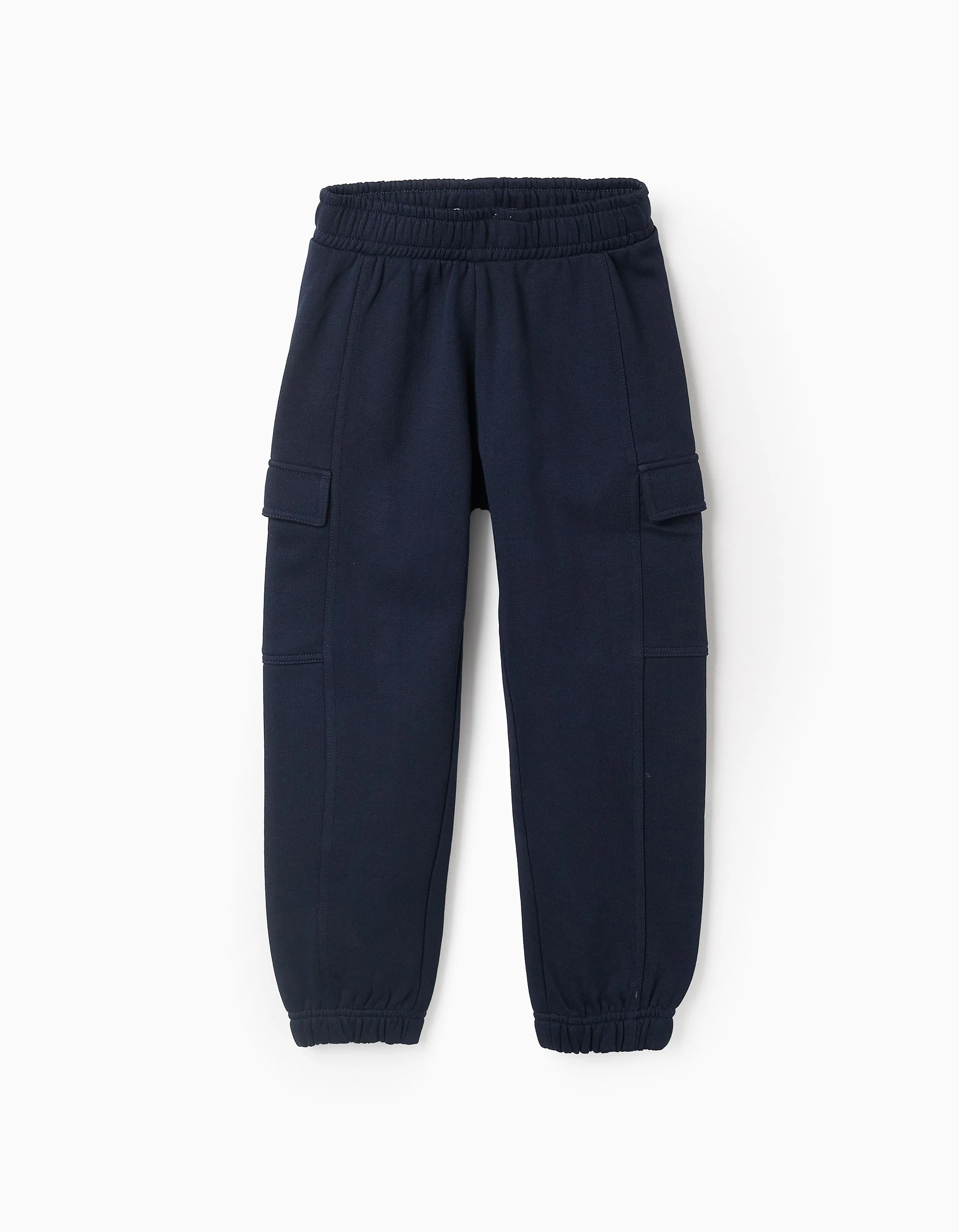 Cotton Joggers Trousers with Cargo Pockets for Girls, Dark Blue