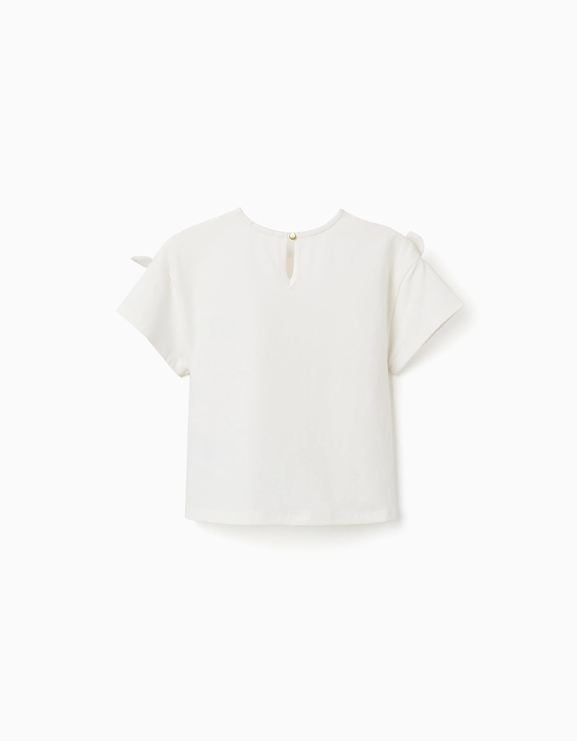T-shirt with print and decorative knots for girls, white