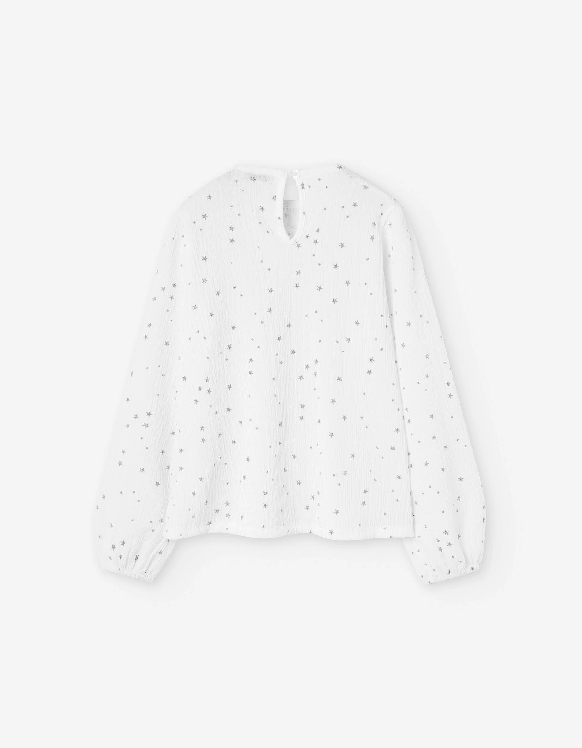Long sleeve T-shirt with glitter star print for girls, white