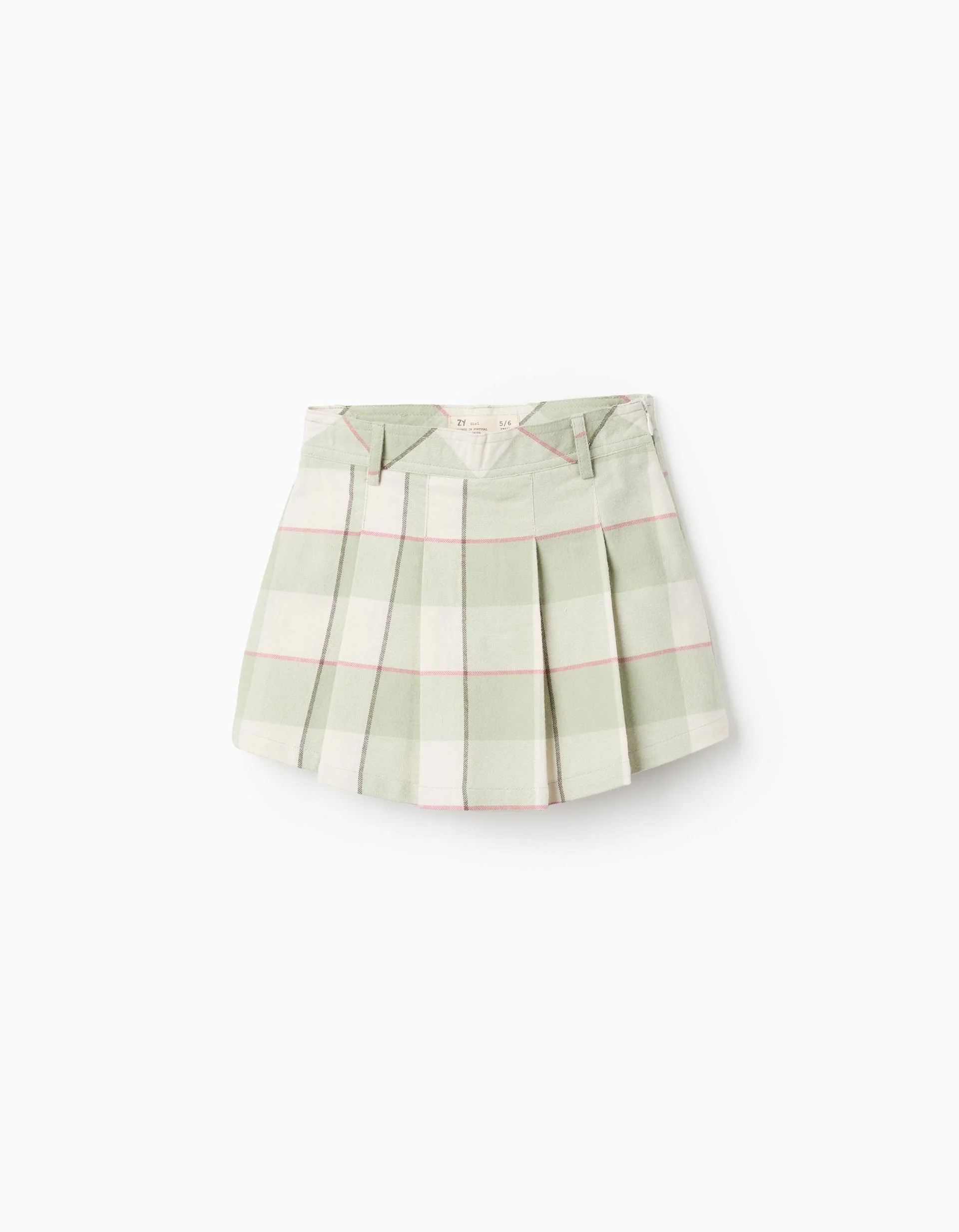 Check Flannel Skort for Girls, Green
