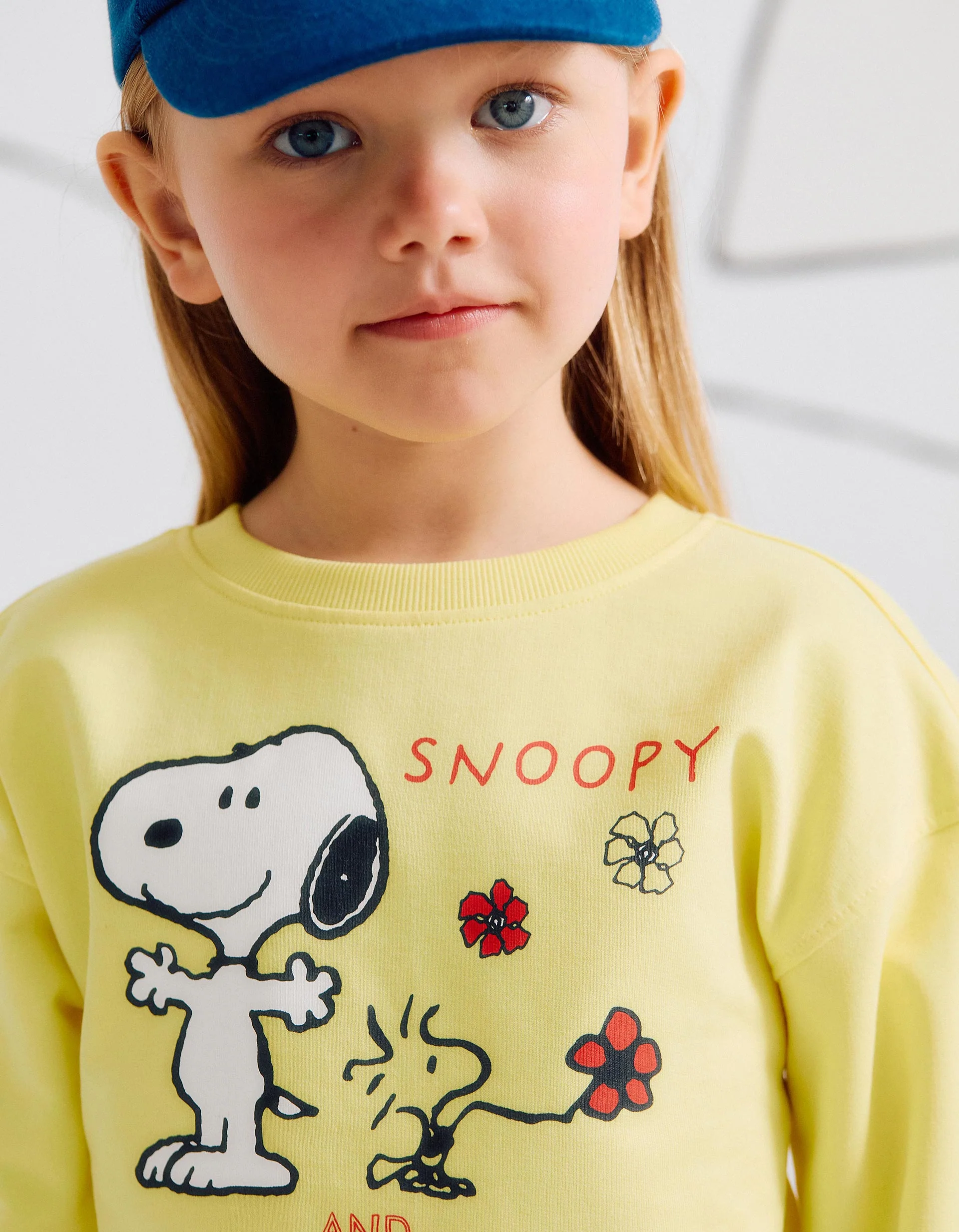 Cotton Sweatshirt with Snoopy Print for Girls, Yellow