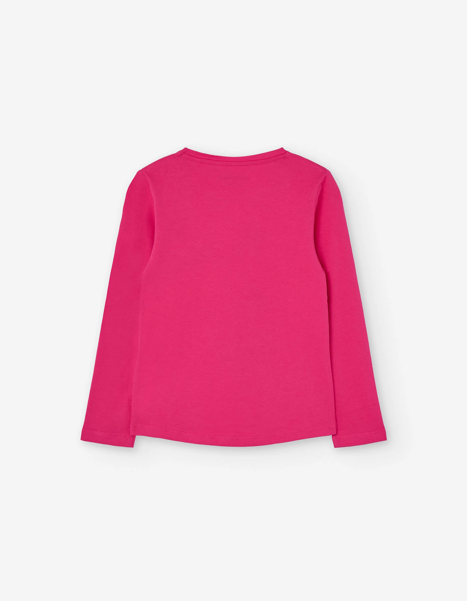 Long sleeve cotton T-shirt with strawberry print for girls, fuchsia pink