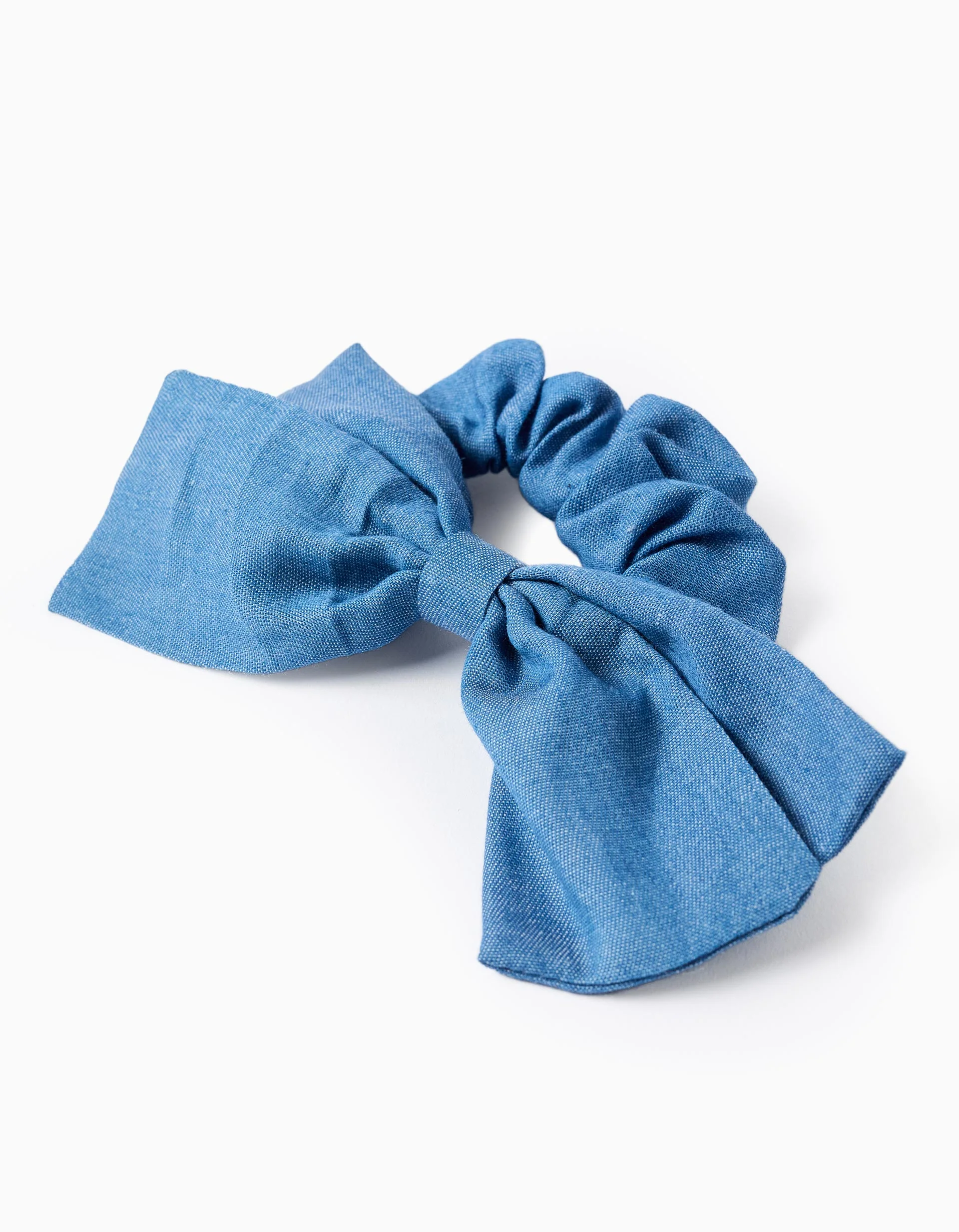 Denim Scrunchie with Bow for Babies and Girls, Blue
