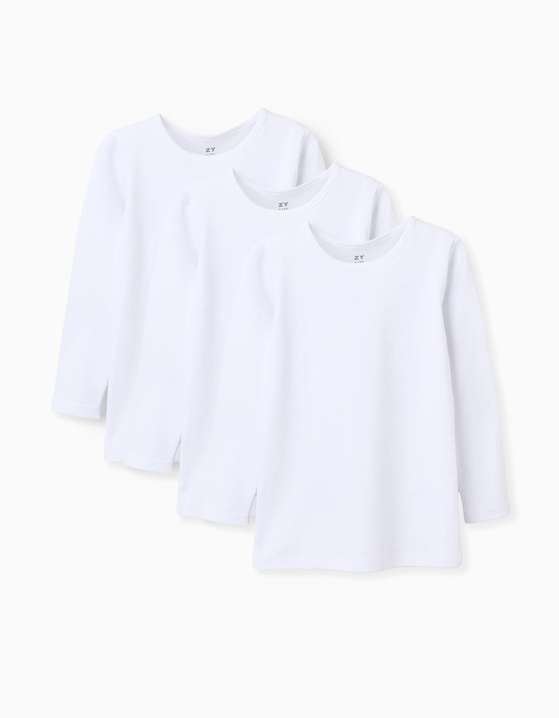 Pack of 3 Extra Warm Long Sleeve Vests for Boys, White