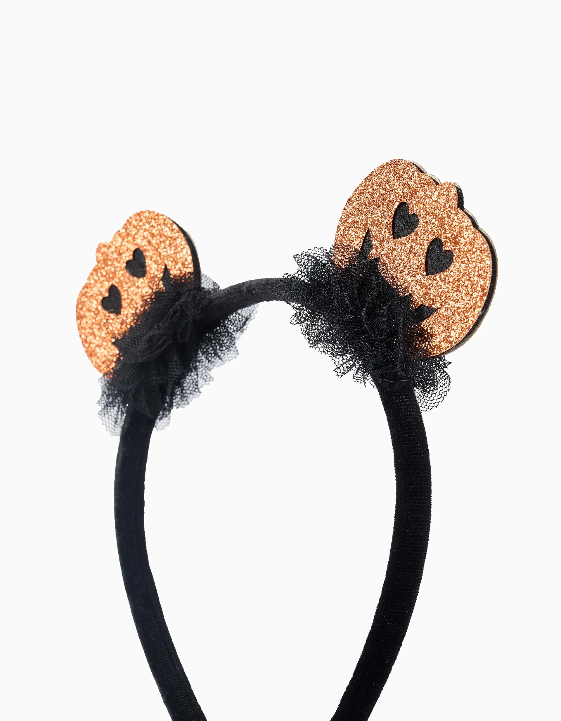 Velour Headband for Babies and Girls 'Pumpkins', Black/Orange