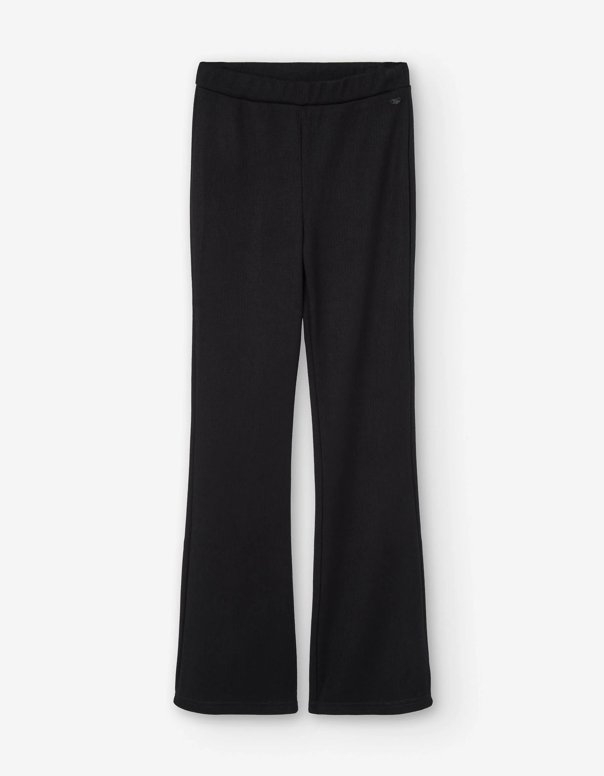 Ribbed flared leggings for girls, black