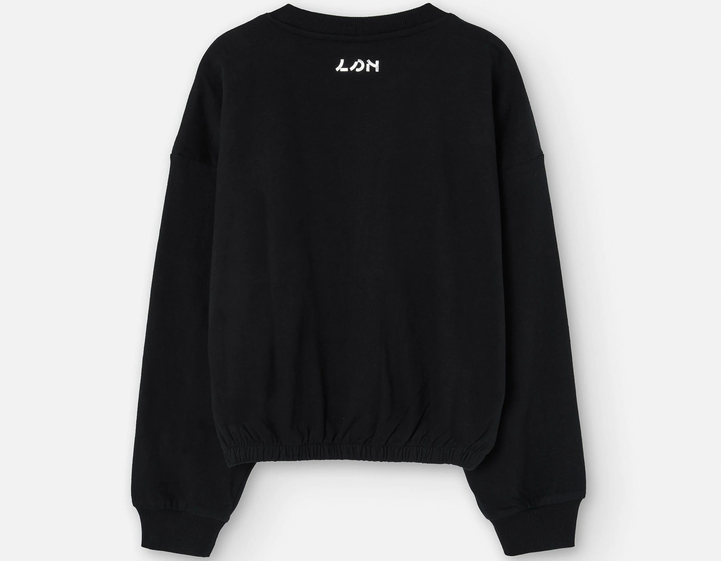 Brushed sweatshirt with front print with studs for girls, black