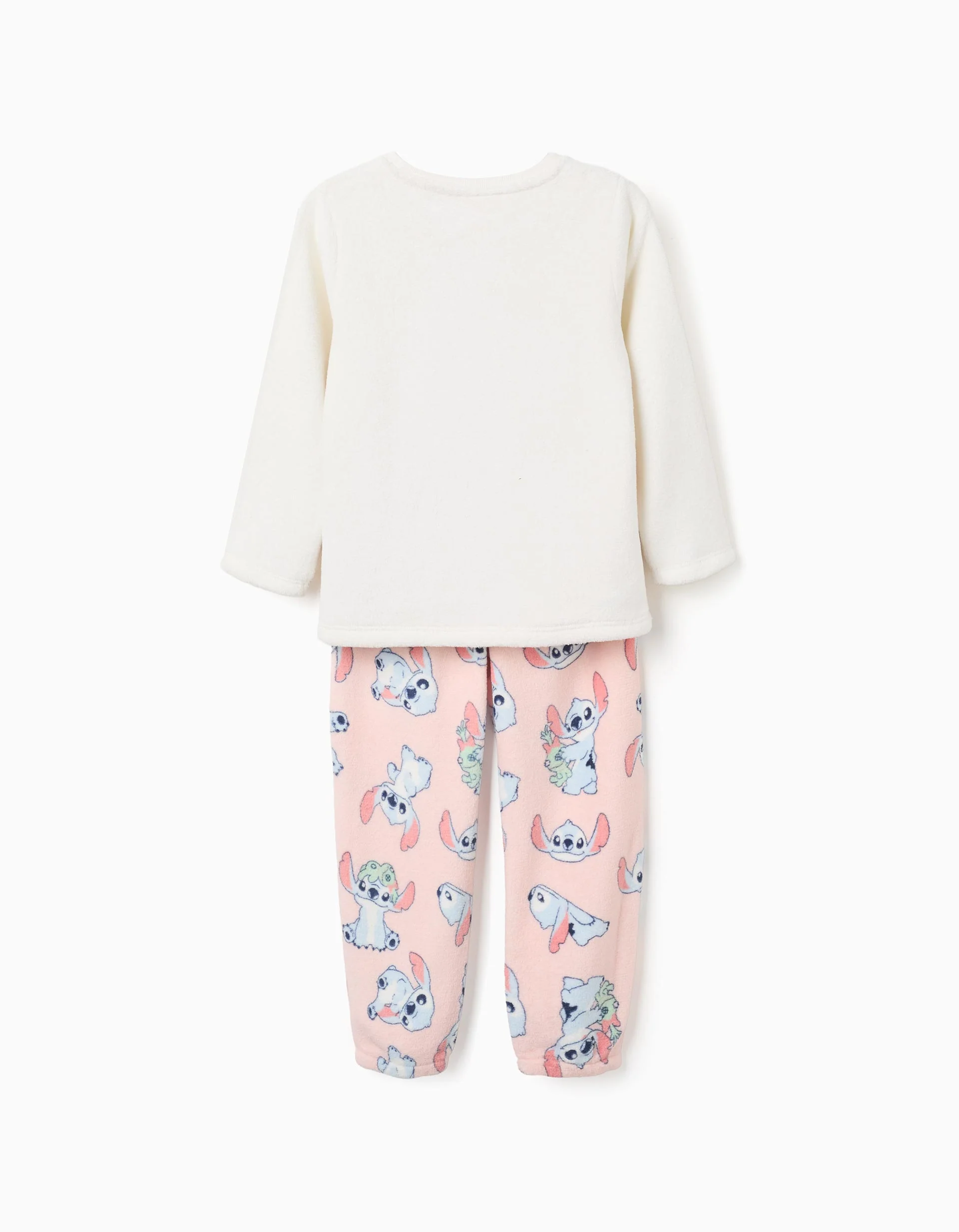 Coral fleece pyjamas with Stitch print for girls, white/pink