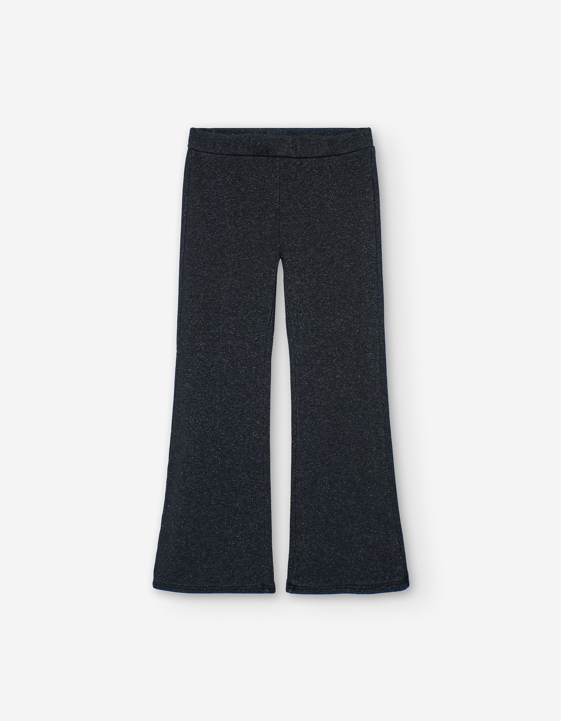 Flared denim leggings with lurex threads for girls, black