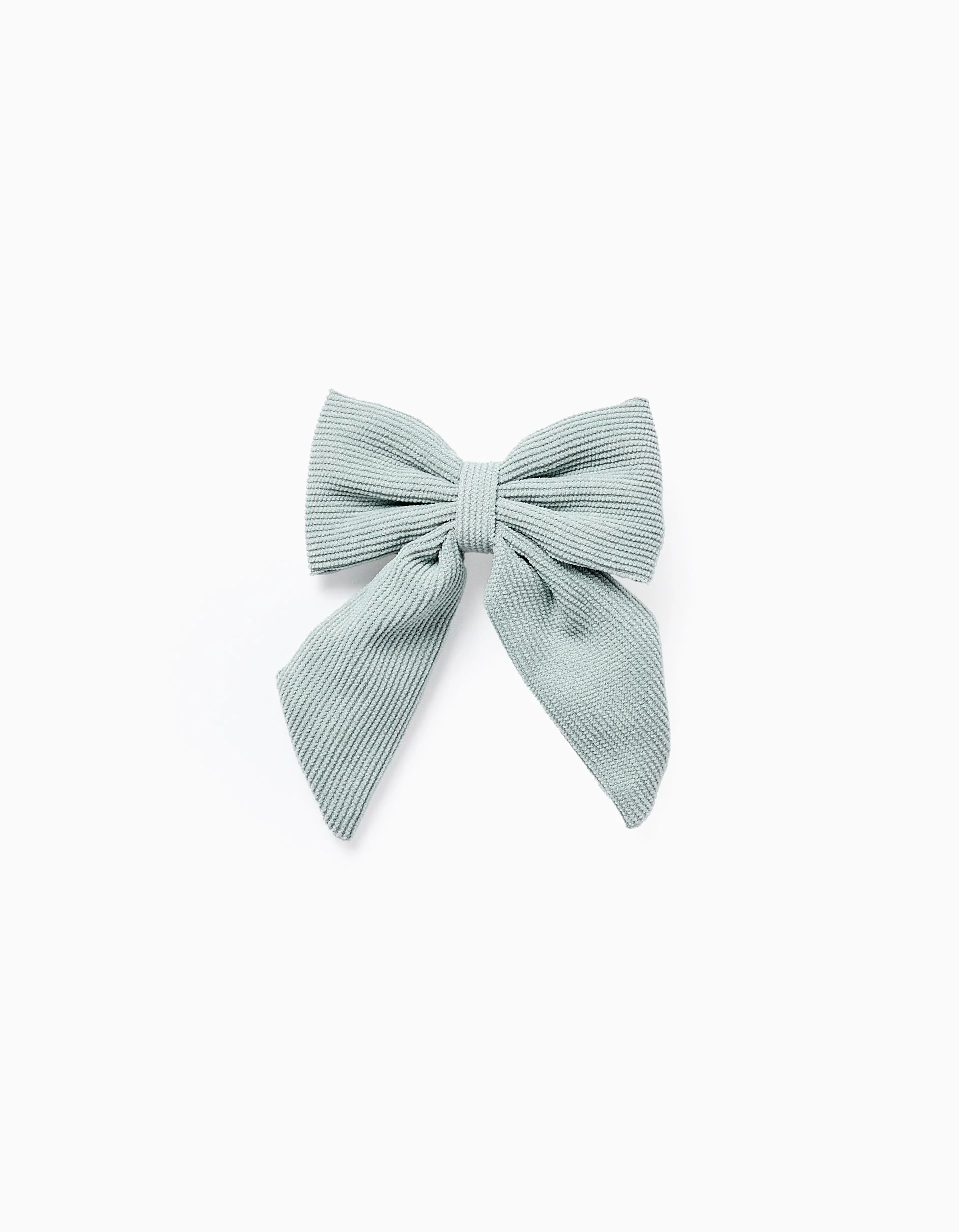 Hair Slide with Corduroy Bow for Babies and Girls, Aqua Green