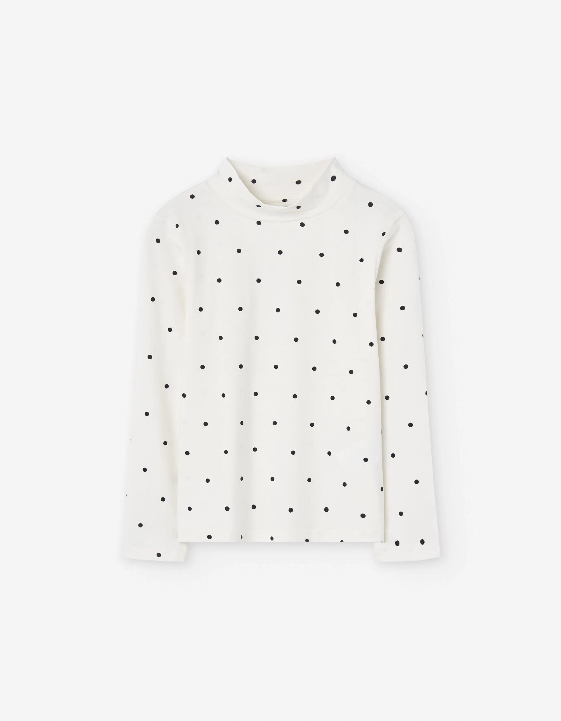 Long sleeve turtleneck T-shirt with polka dots for girls, white