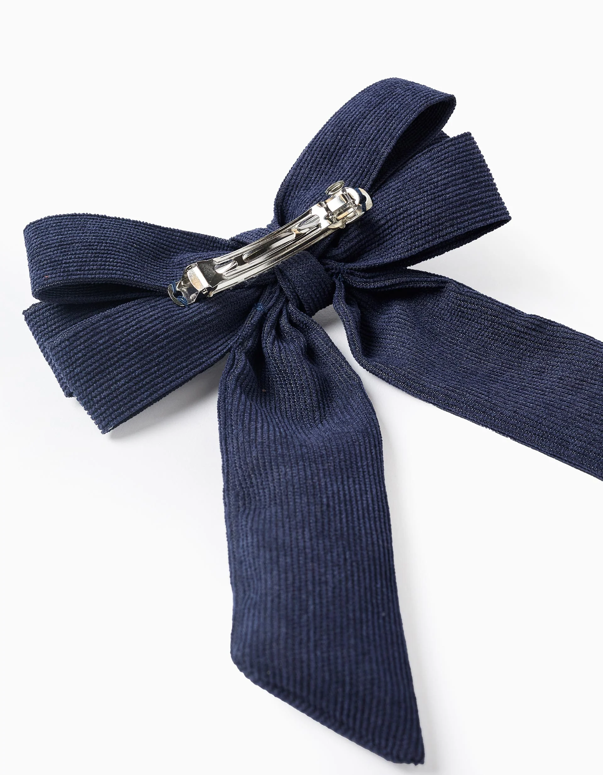 Hair Clip with Corduroy Bow for Babies and Girls, Dark Blue