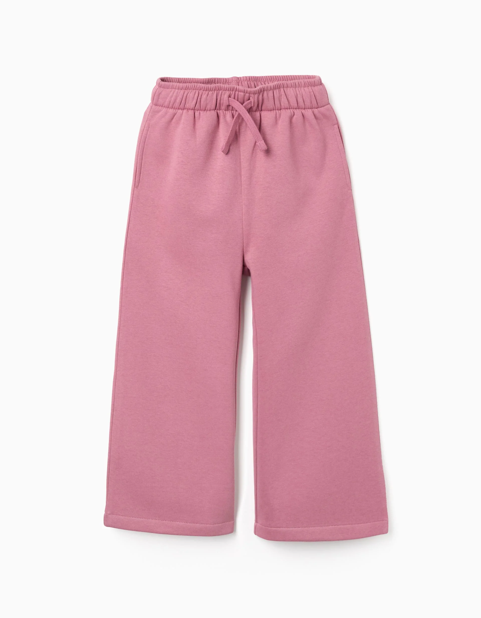 Brushed wide leg trousers with drawstring for girls, pink