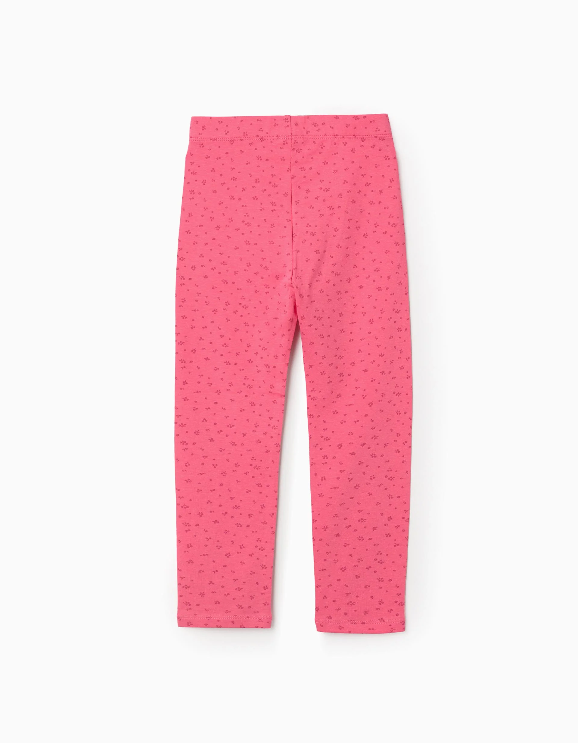 Pack of 2 plain/floral leggings for girls, grey/pink