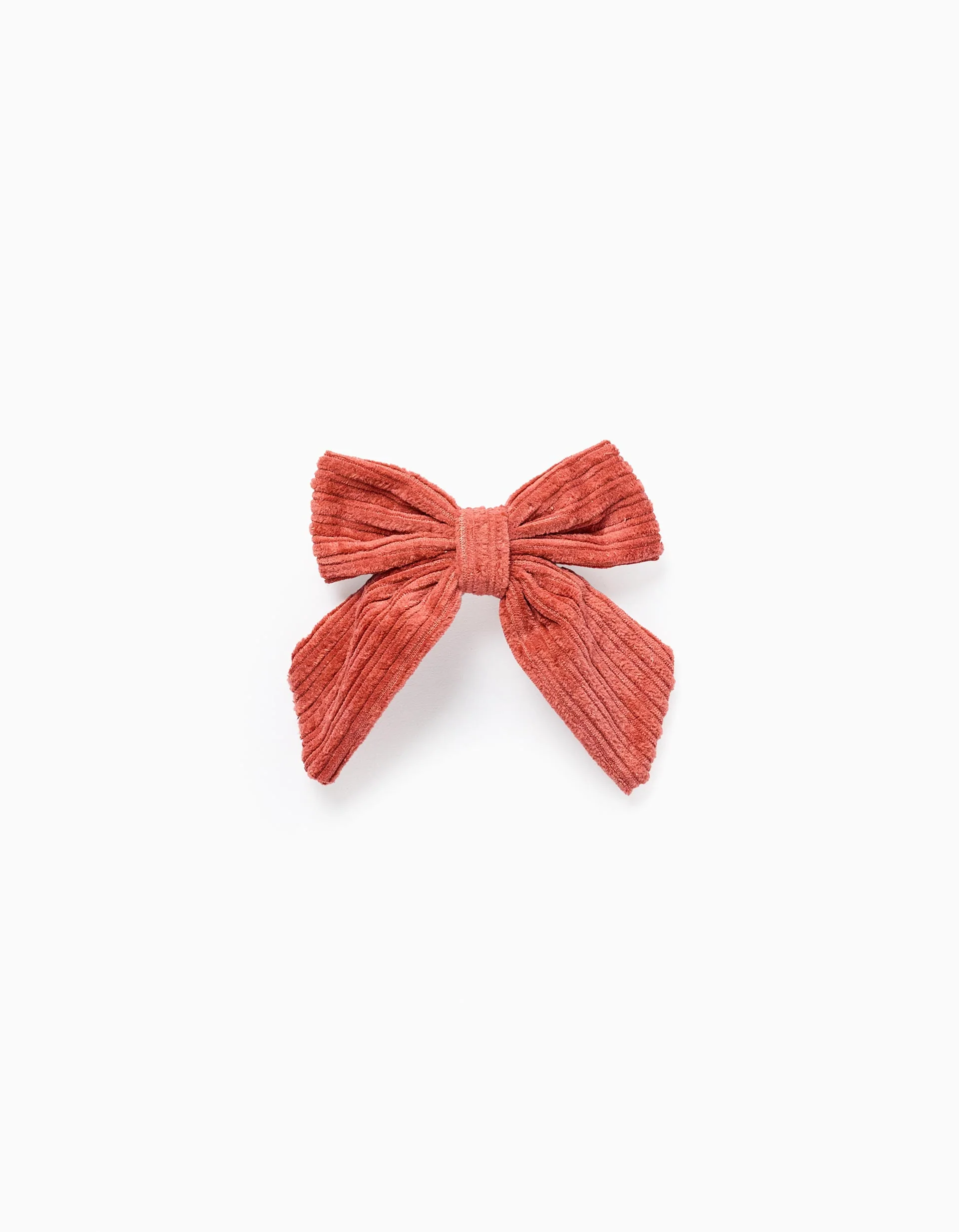 Hair Clip with Corduroy Bow for Babies and Girls, Terracotta