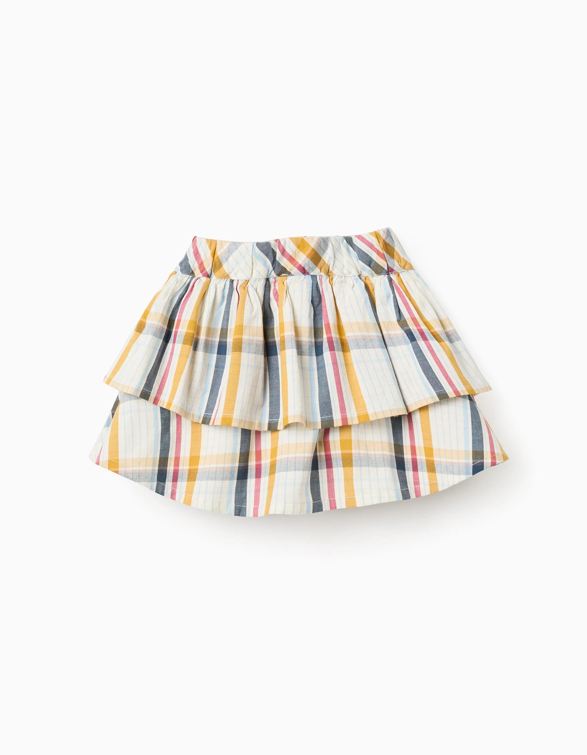 Checked Ruffled Cotton Skirt for Girls 'B&S', Multicolour