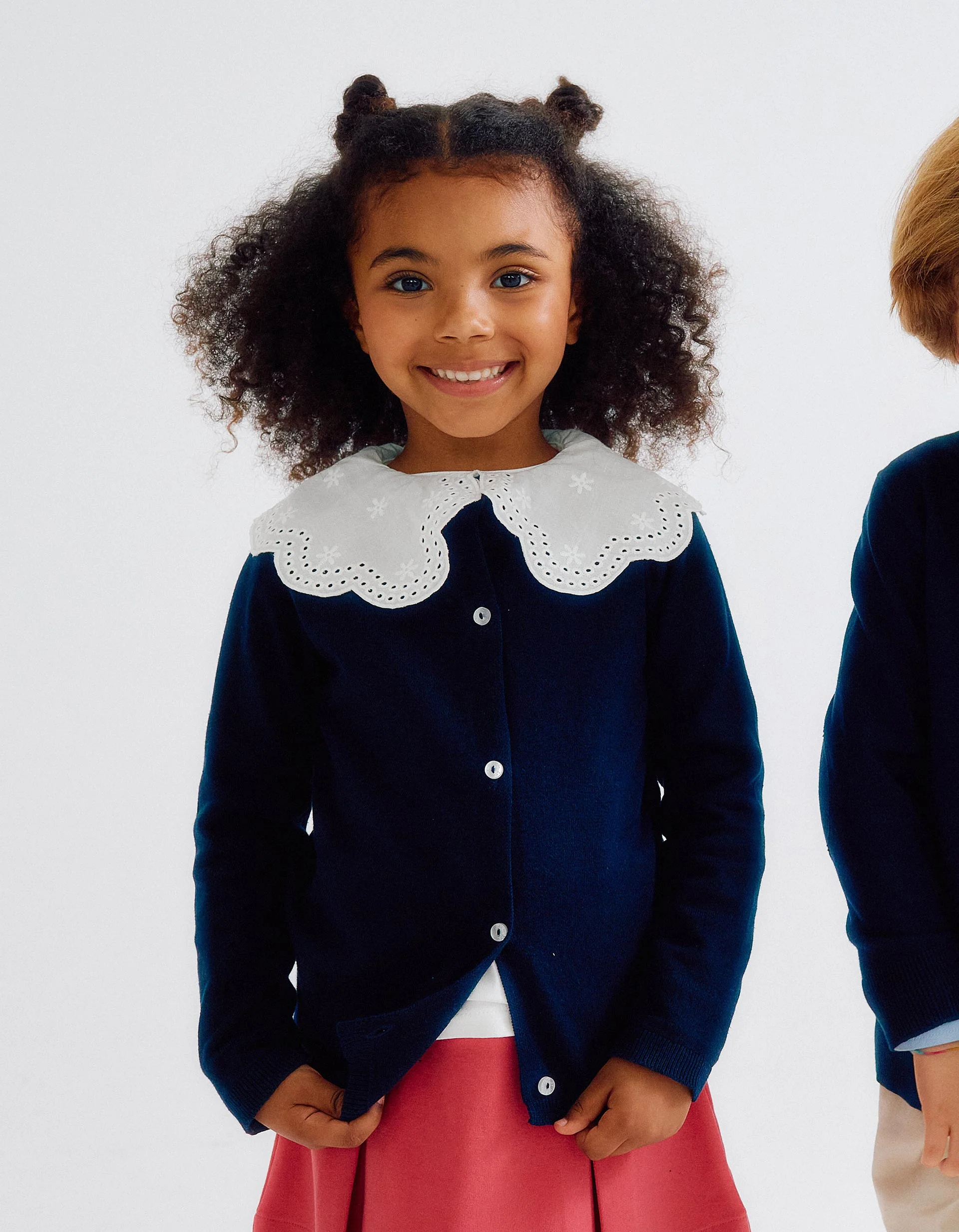 Round Neck Knit Sweater for Girls, Dark Blue