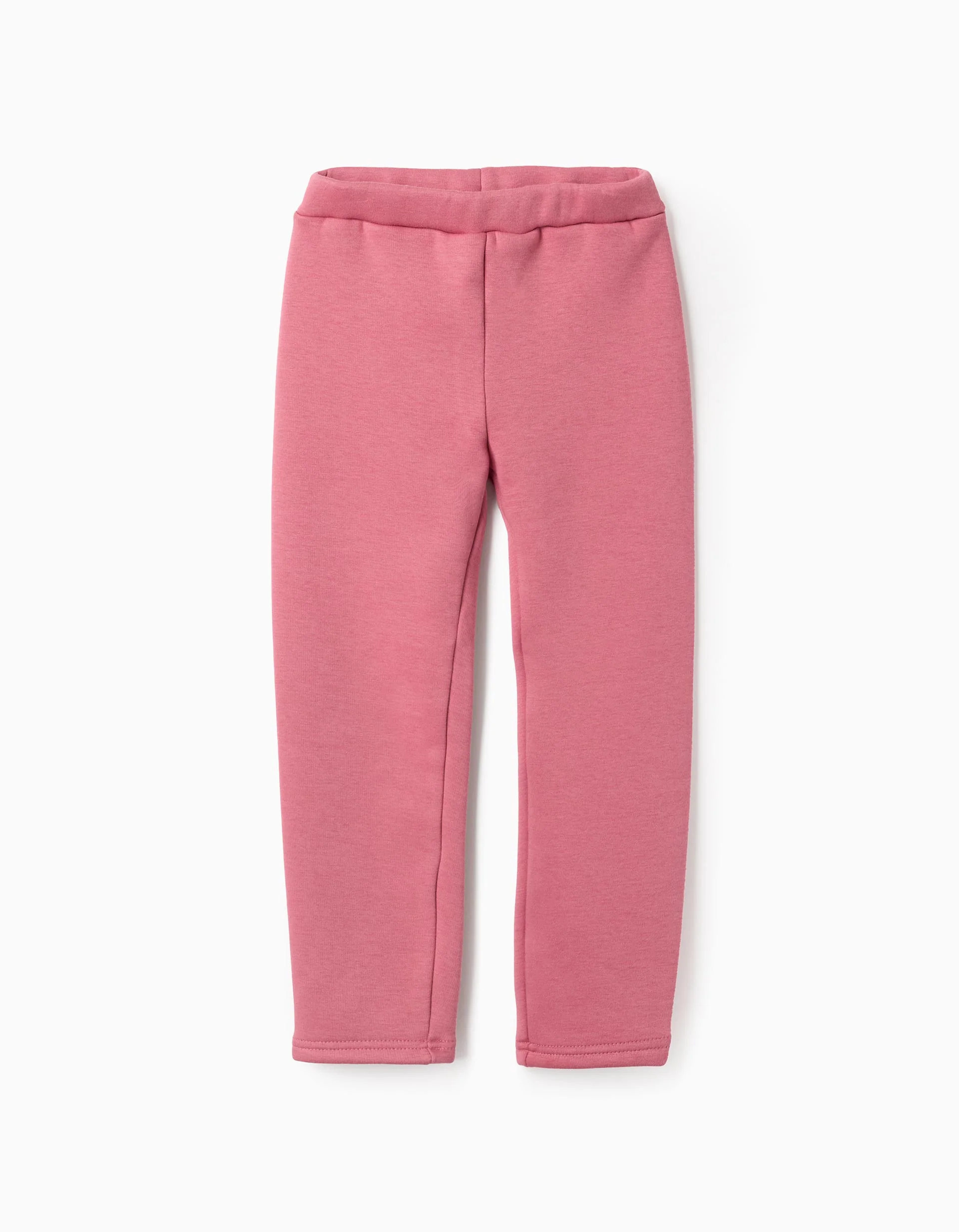 Brushed leggings with flexible waistband for girls, pink