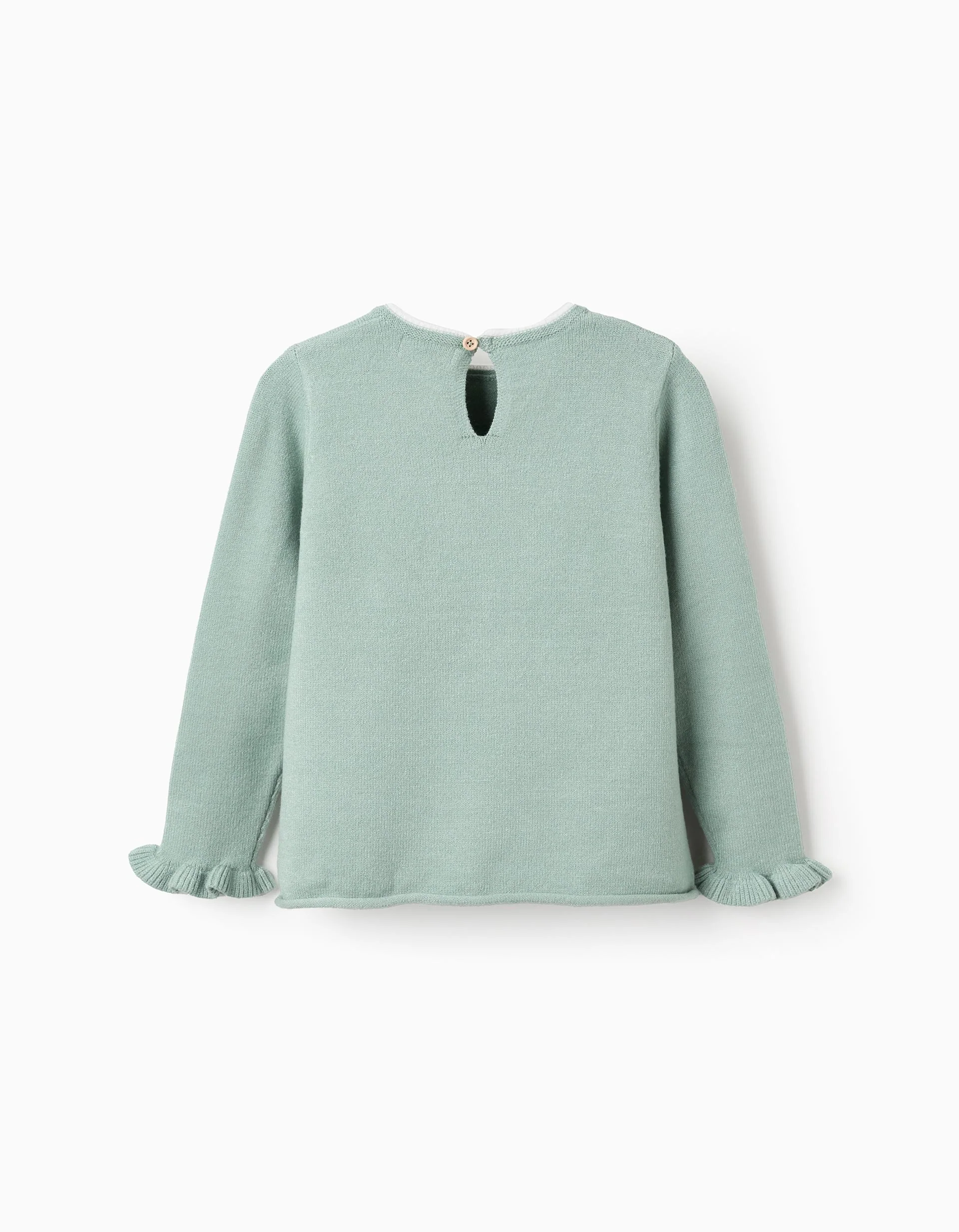Jumper with Bow Jacquard and Ruffles for Girls, Green