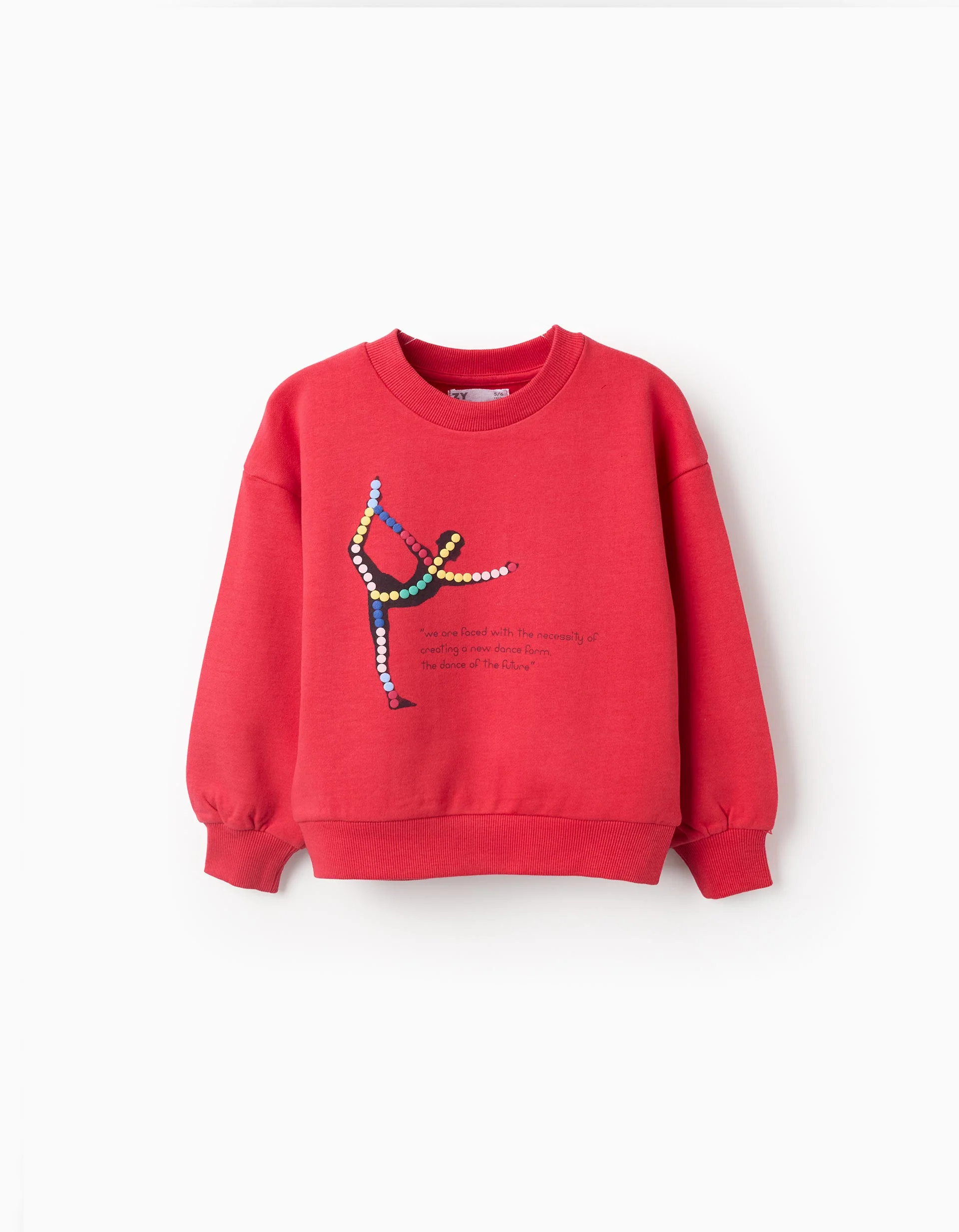 Cotton Sweatshirt with Print for Girls 'Dance', Red