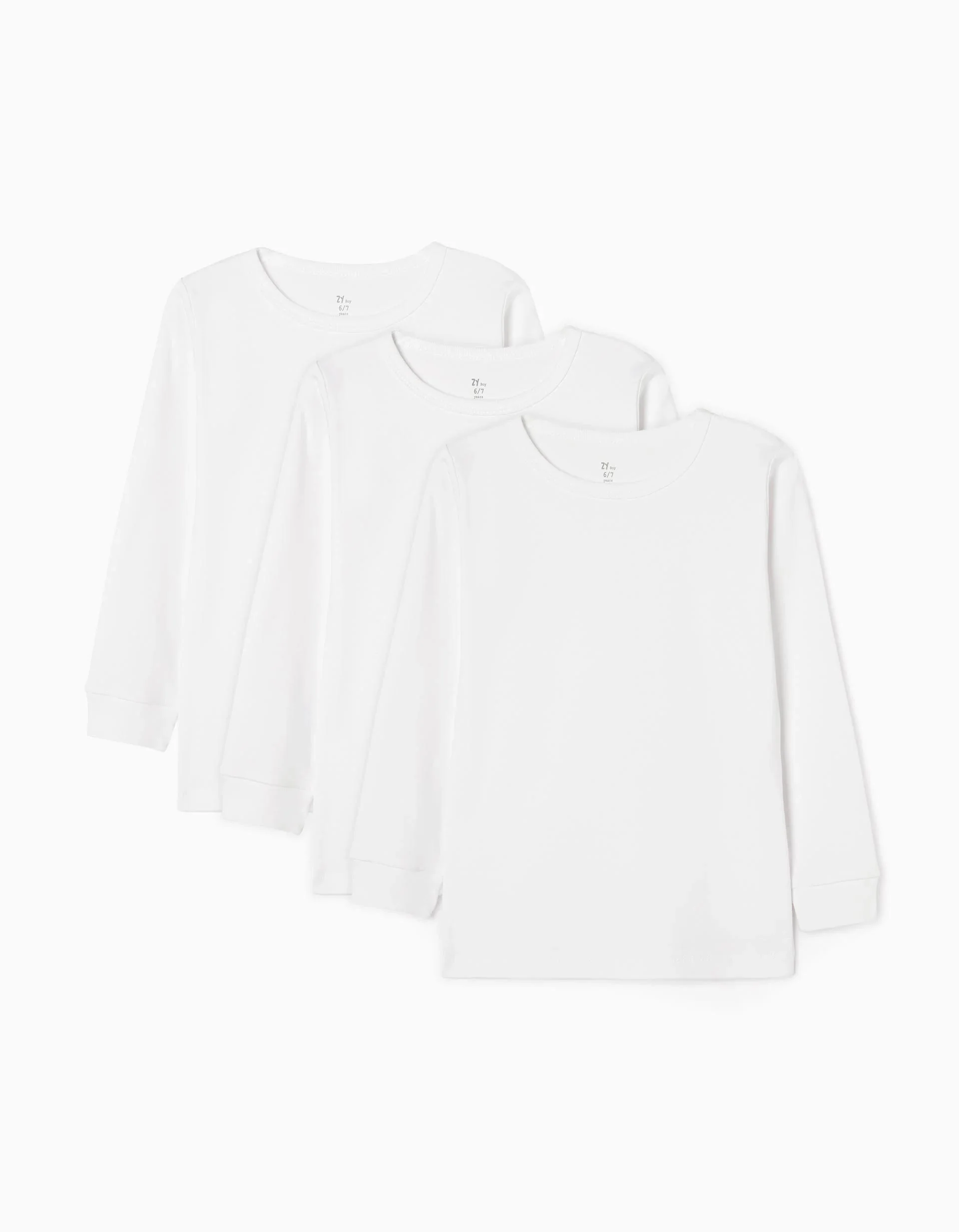 Pack of 3 Long Sleeve Vests for Boys, White