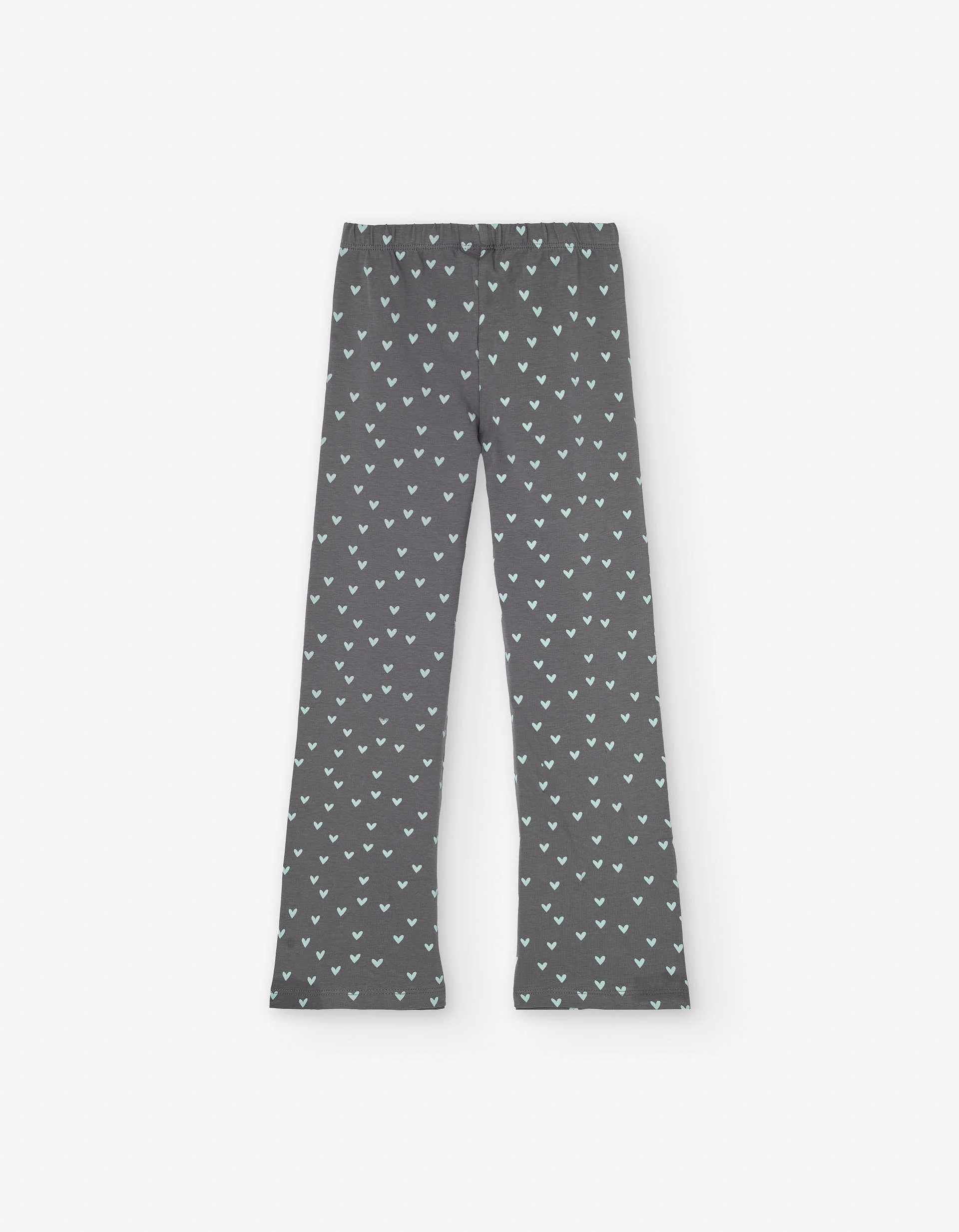 Flared leggings with heart motif for girls, dark grey