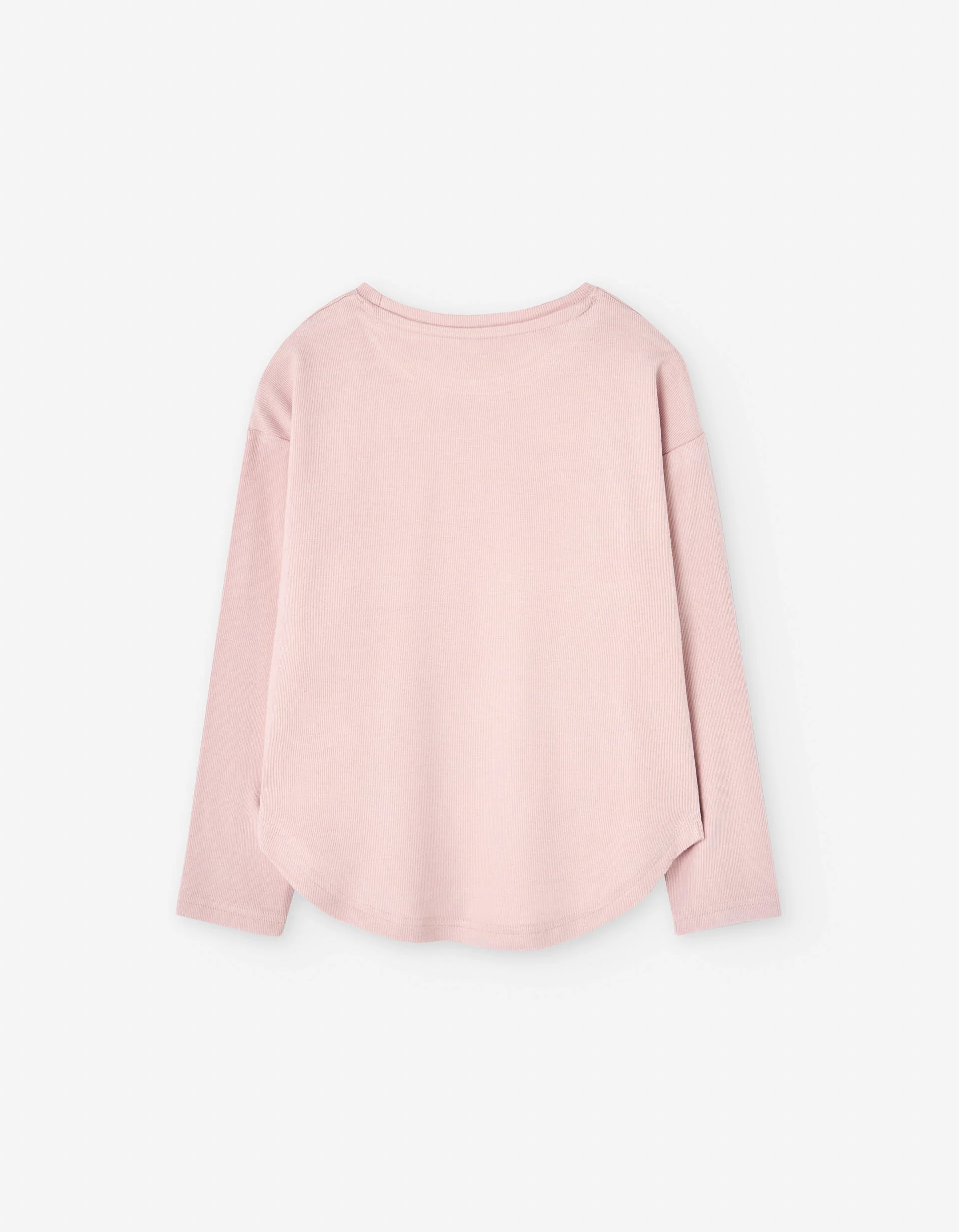 Long sleeve T-shirt with cat print for girls, light pink