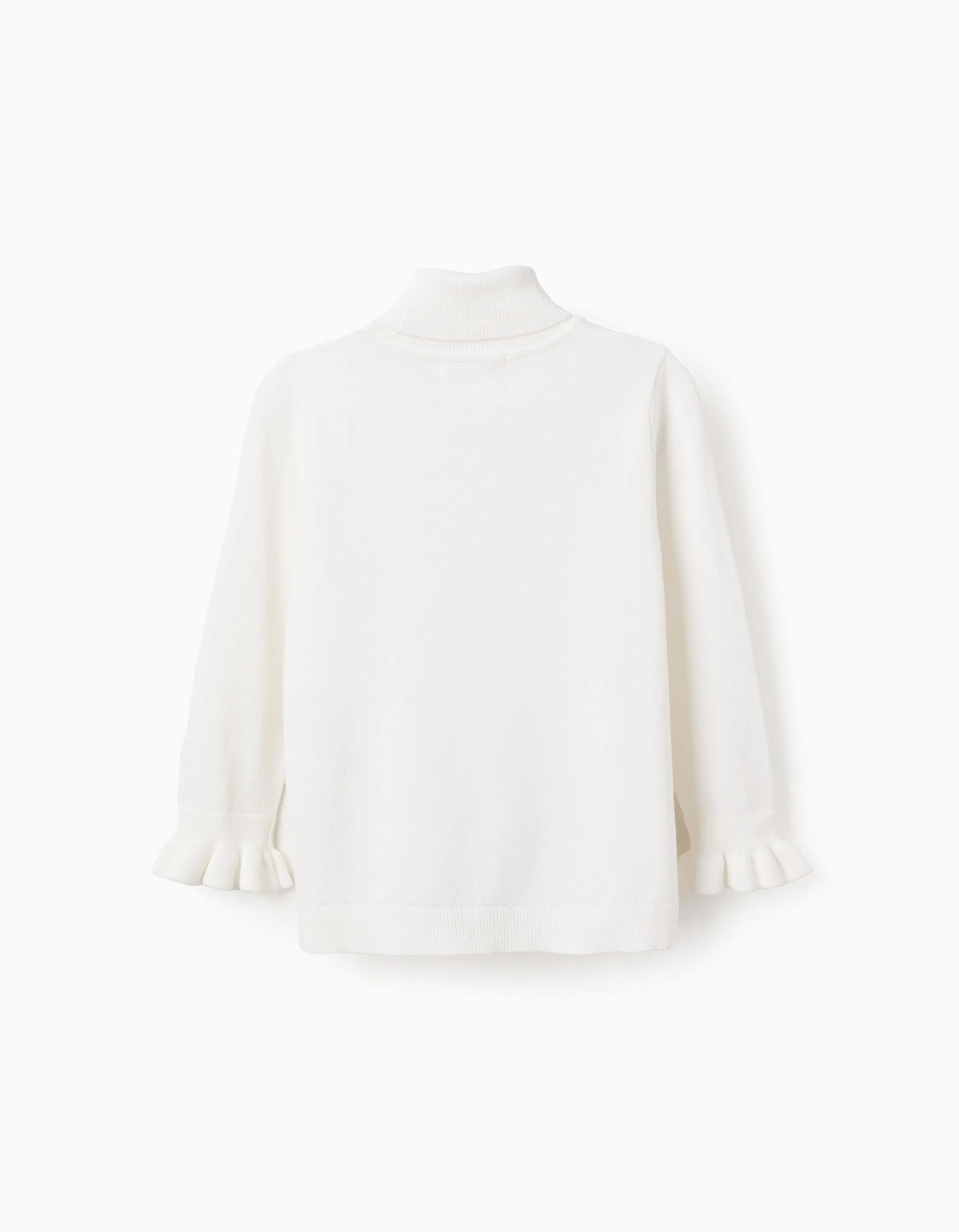 Fine Knit Jumper with High Neck for Girls, White