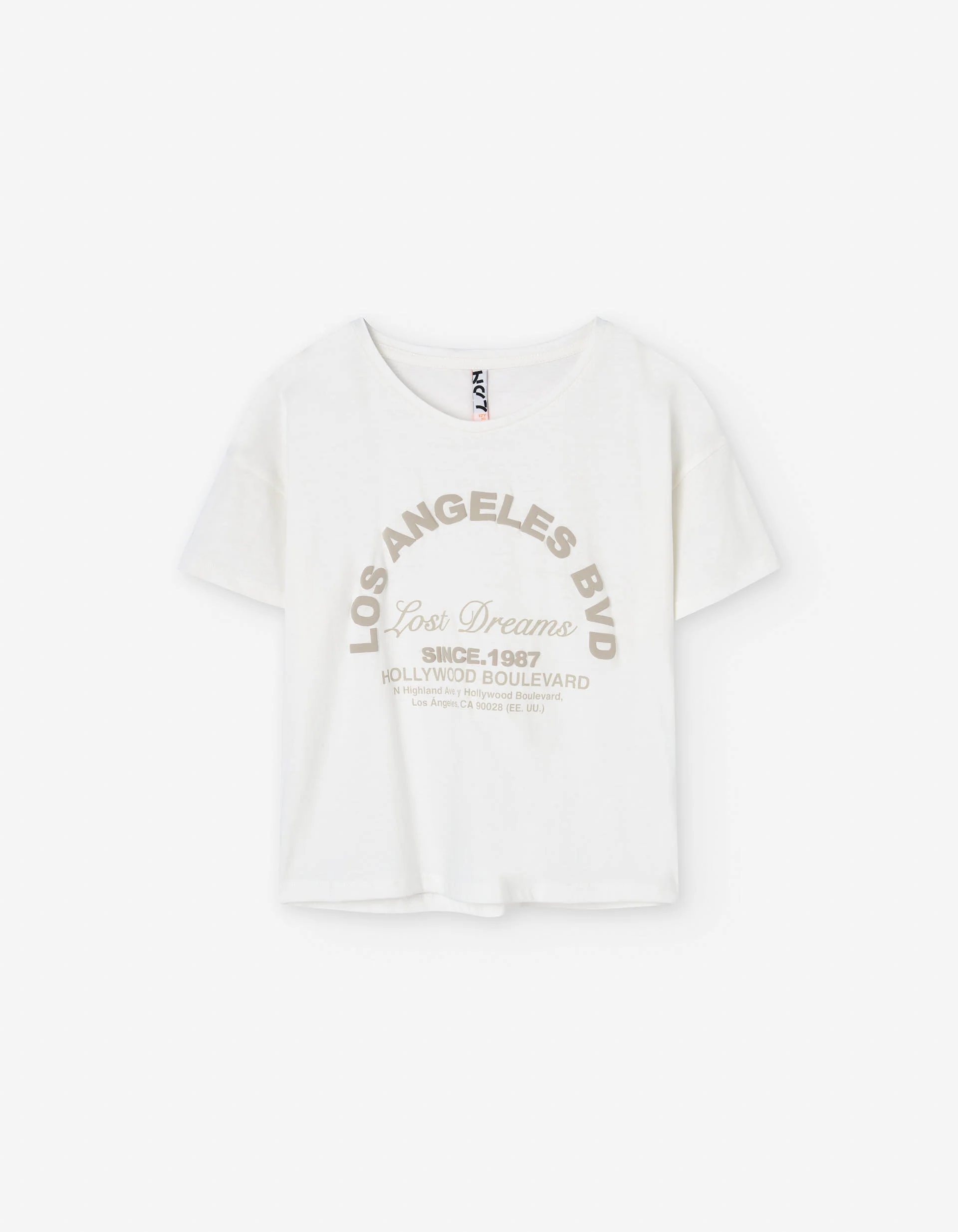 Cotton T-shirt with Los Angeles print for girls, white