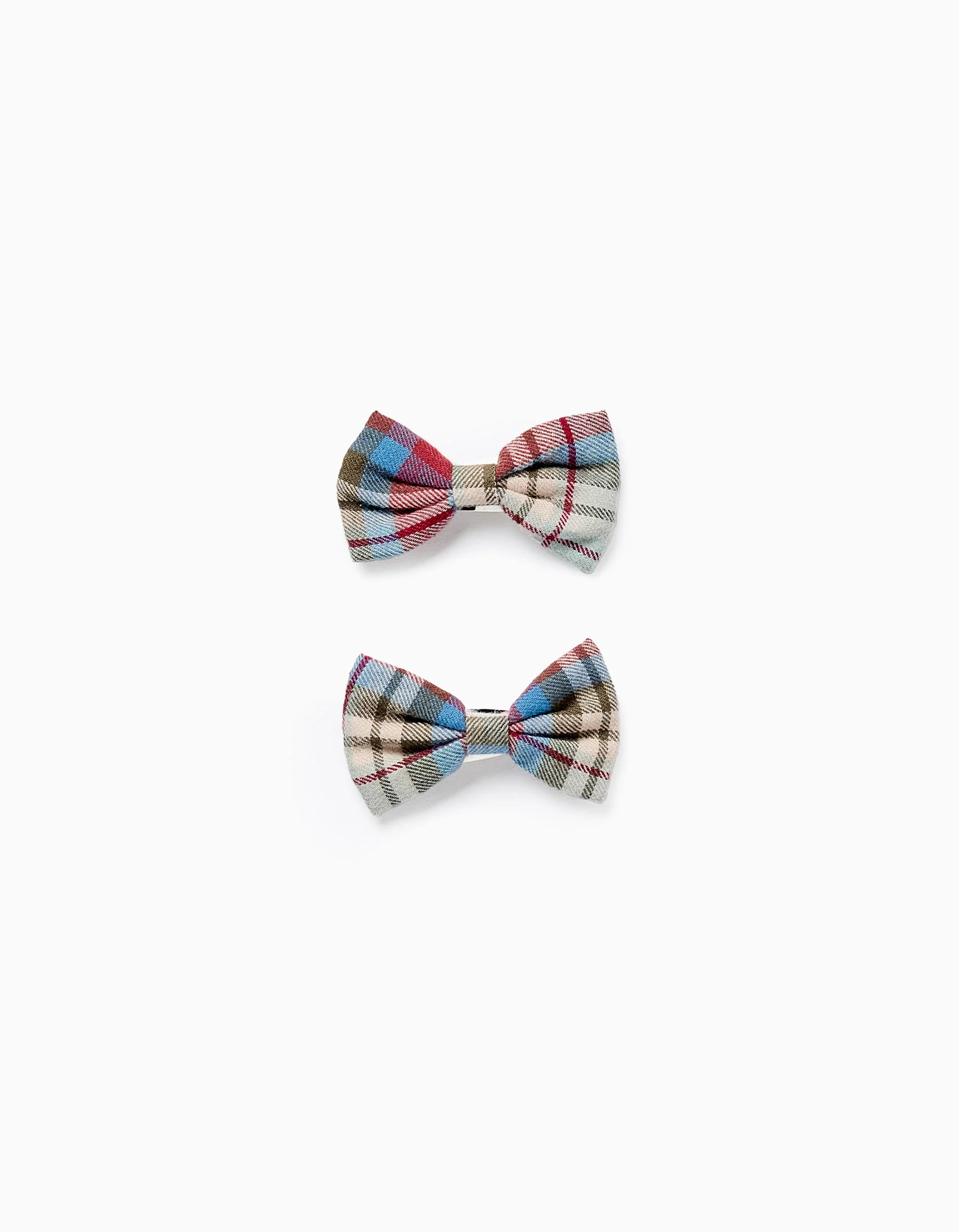 Pack 2 Hair Clips with Checked Bows for Babies and Girls 'B&S' , Multicolour