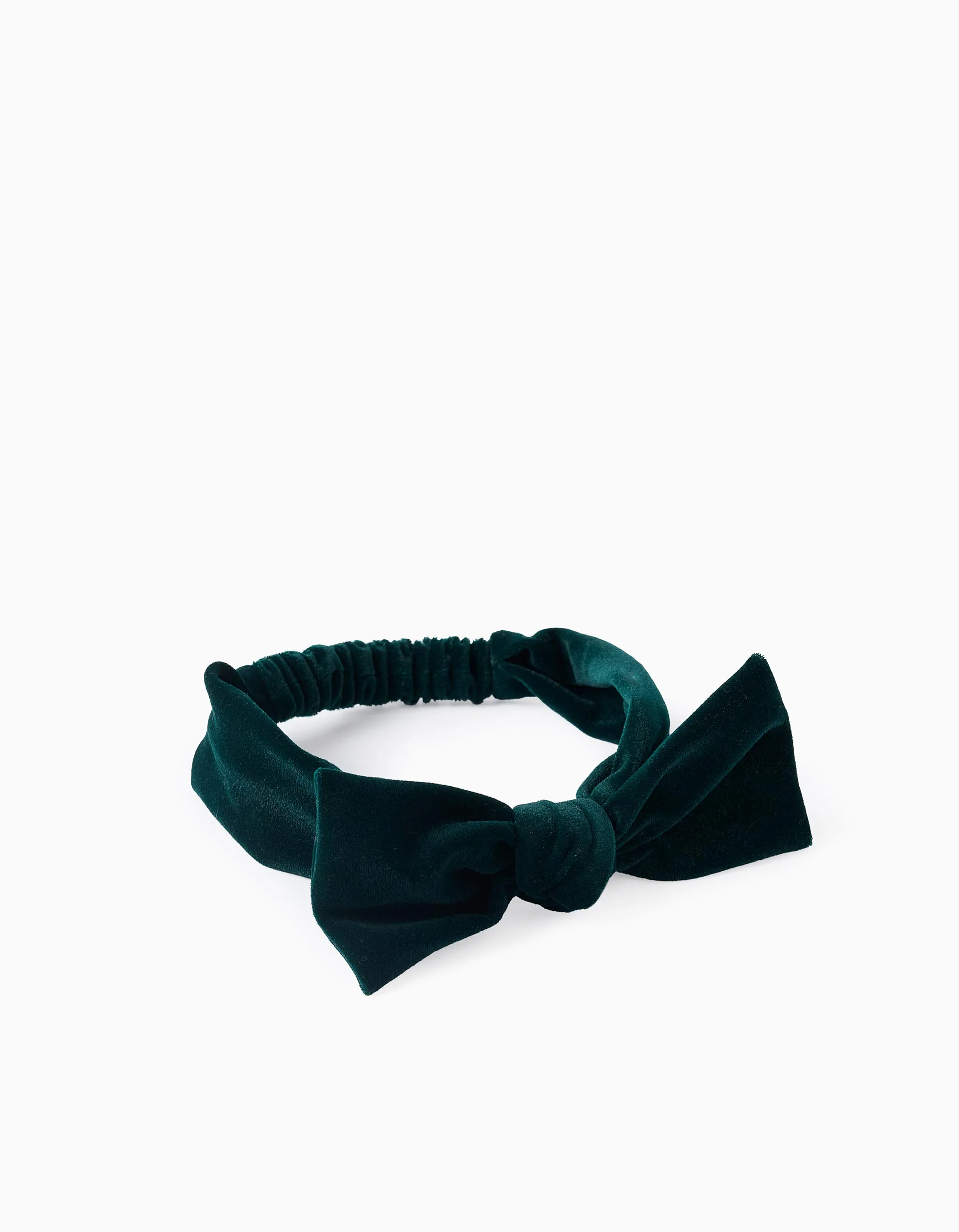 Velvet headband with bow for babies and girls, dark green