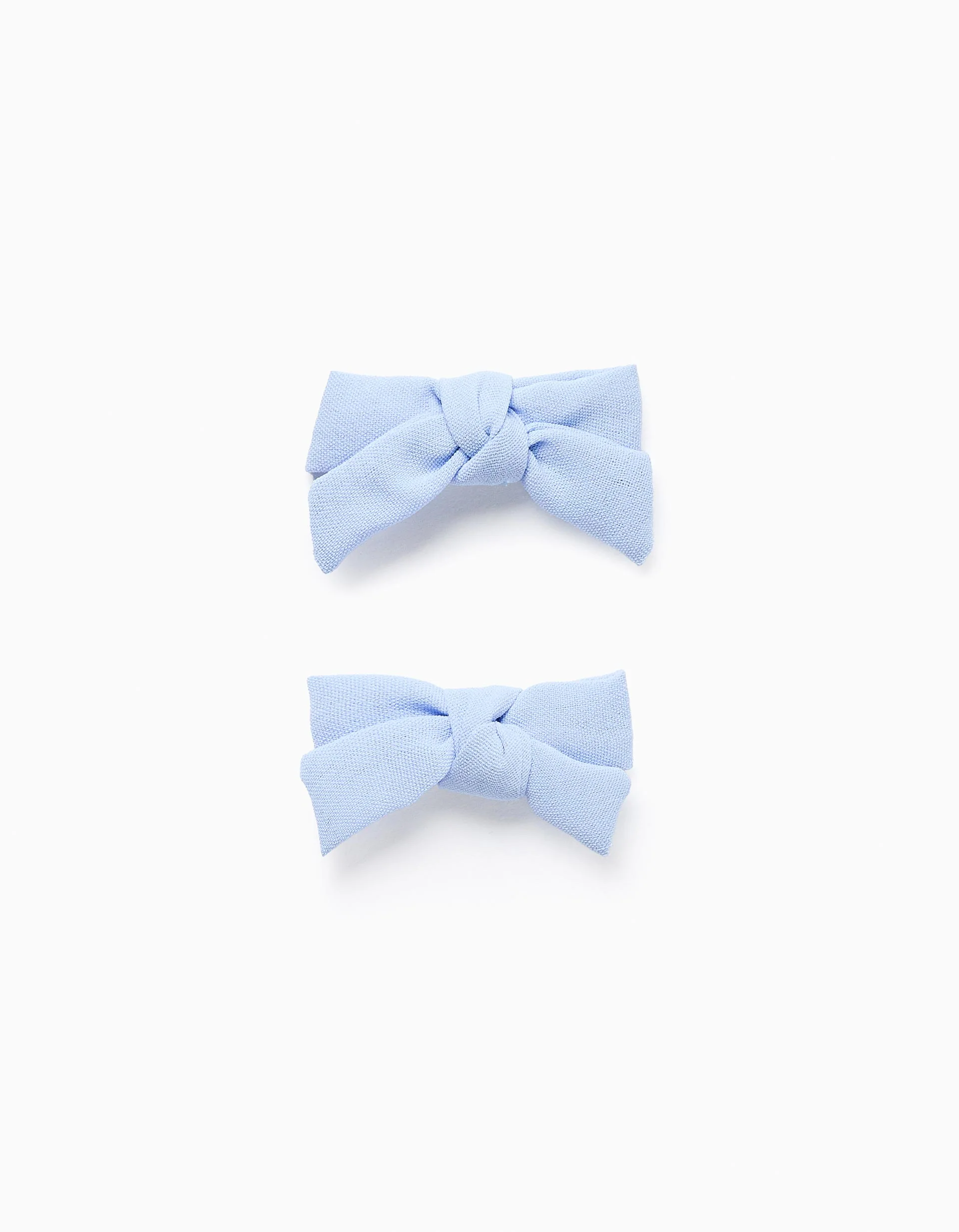 Pack of 2 Hair Clips with Bow for Babies and Girls, Light Blue