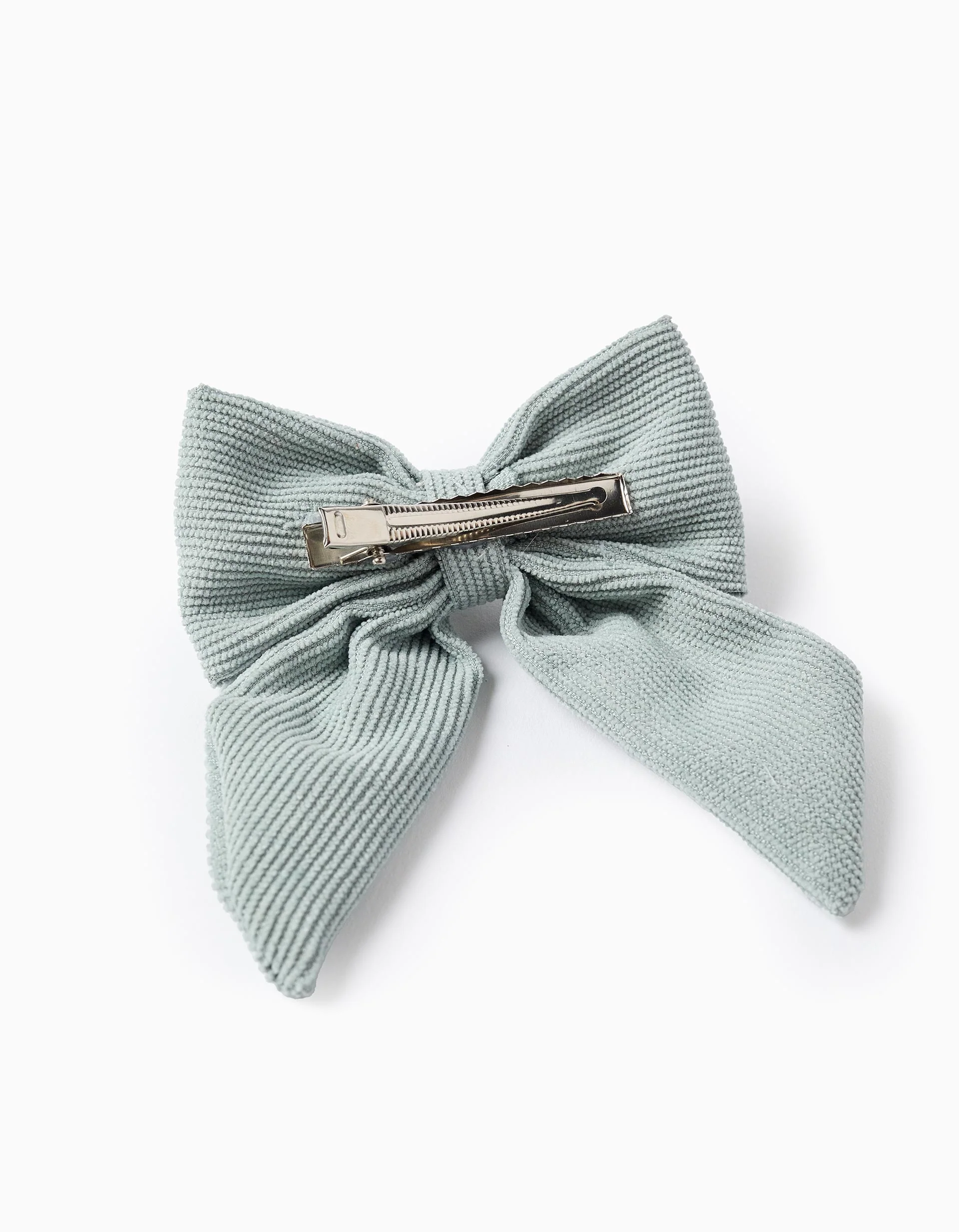 Hair Slide with Corduroy Bow for Babies and Girls, Aqua Green