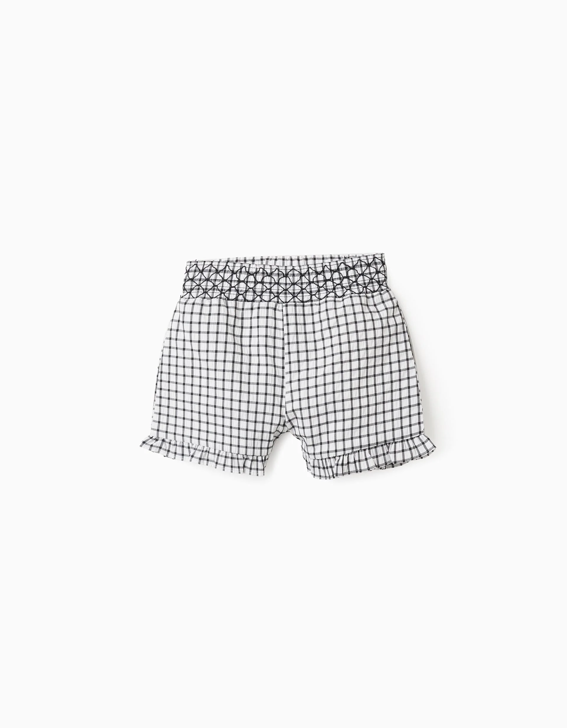 Vichy Pattern Shorts for Girls, white/grey