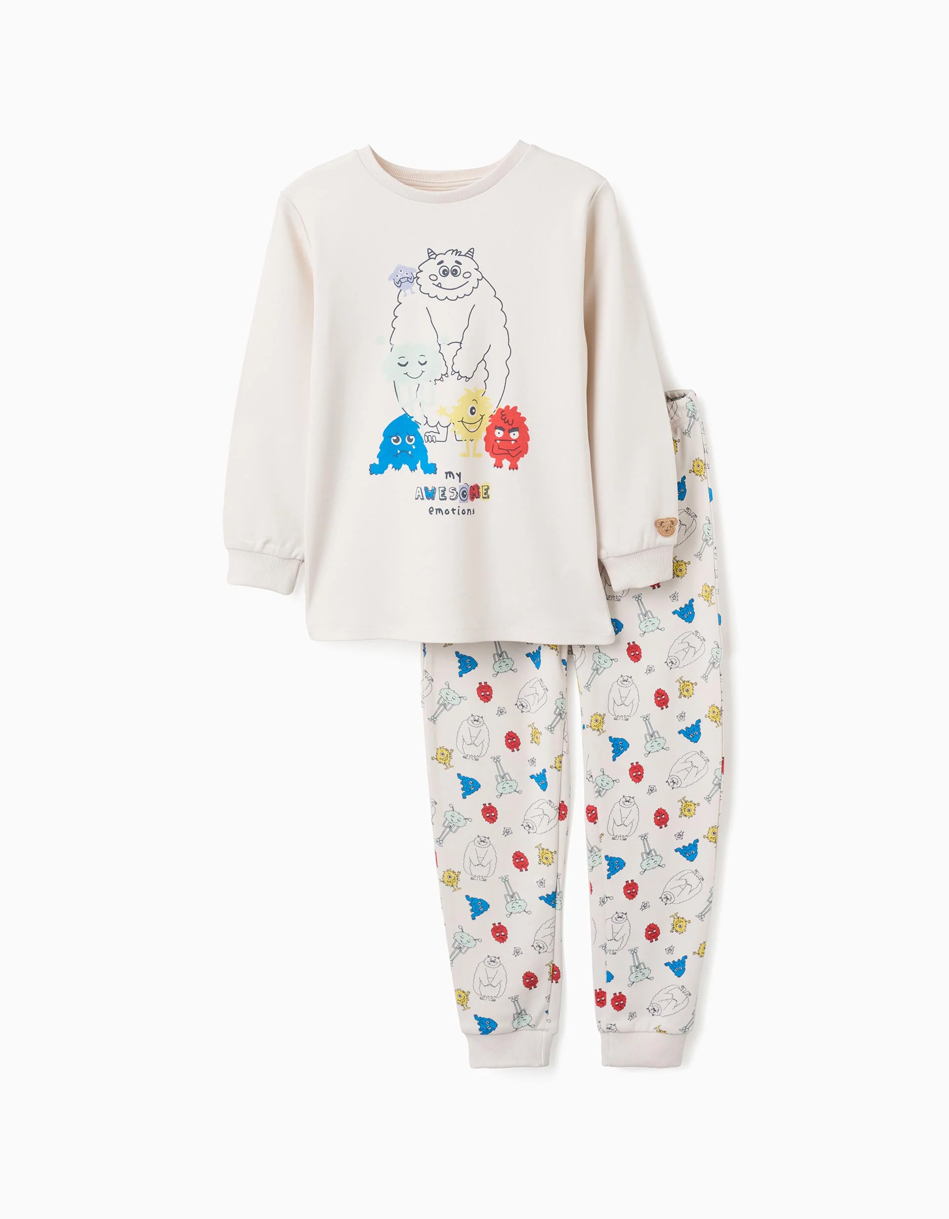 Interlock Pyjamas Monsters of Emotions for Babies and Kids, Beige