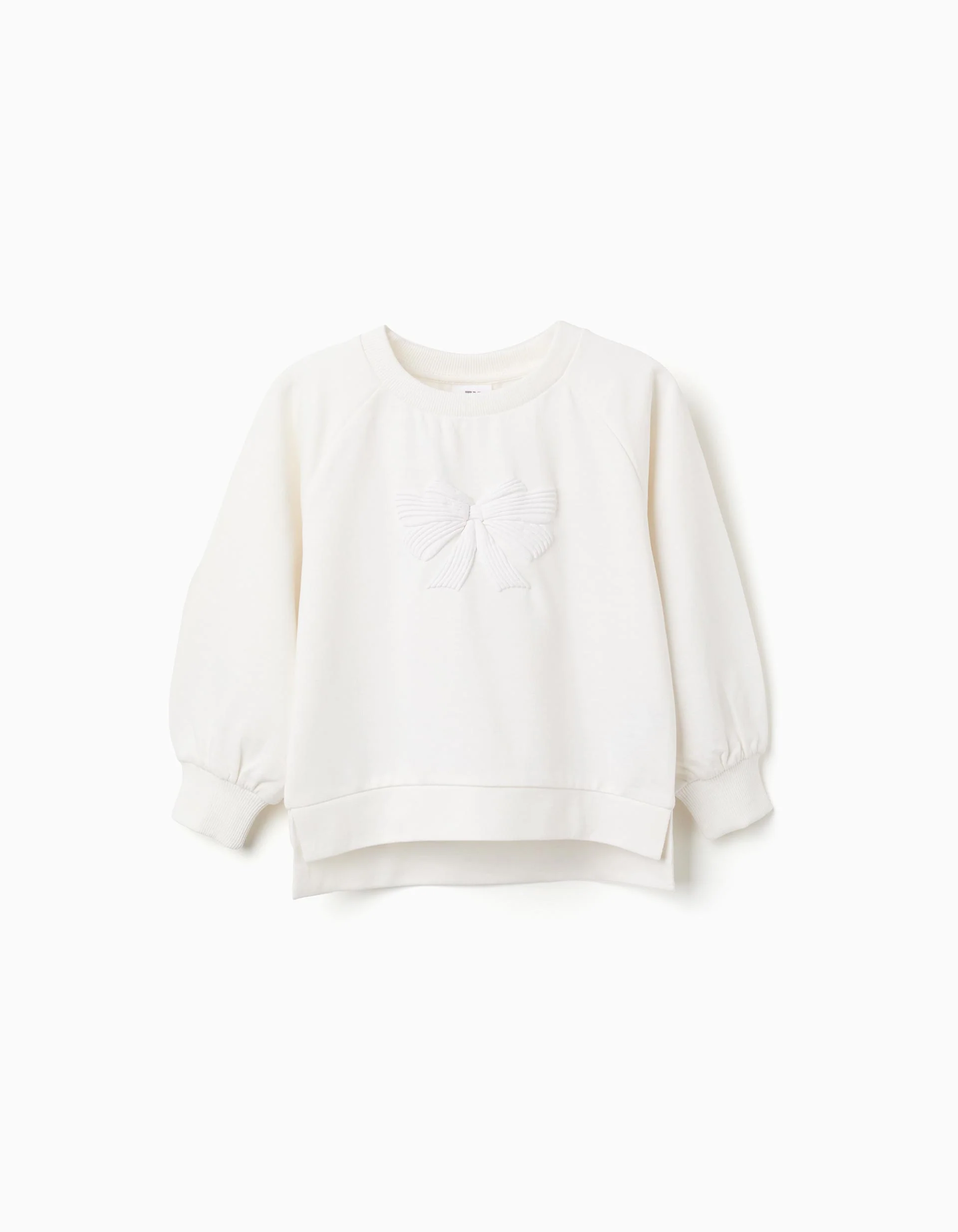 Sweatshirt with Printed Bow for Girls, White