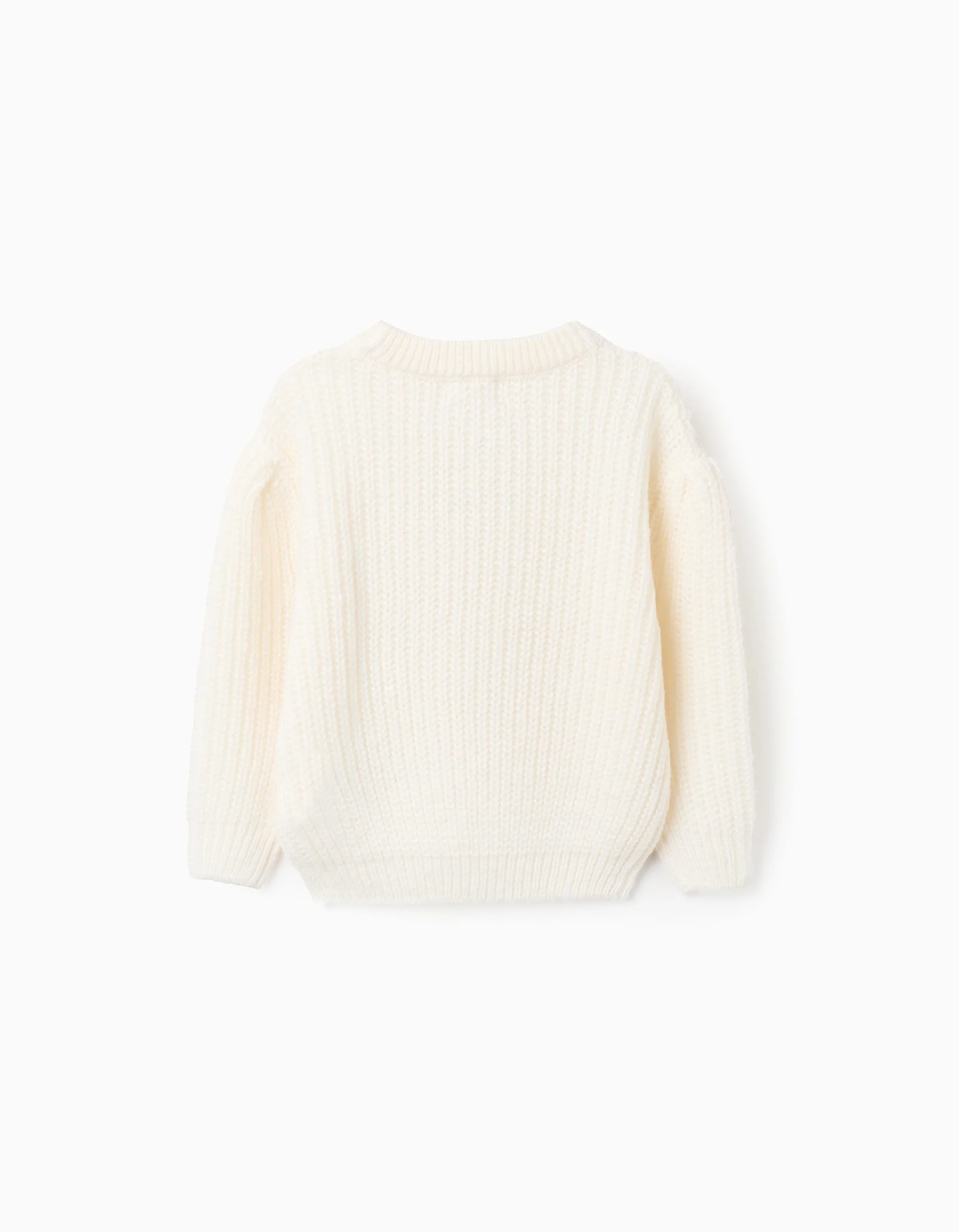 Thick Knit Jumper with Drop Shoulders for Girls, Light Beige