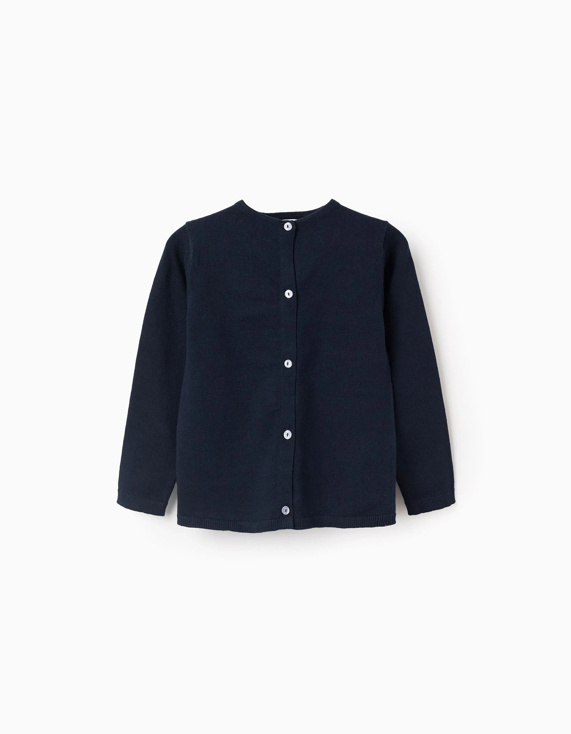 Round Neck Knit Sweater for Girls, Dark Blue